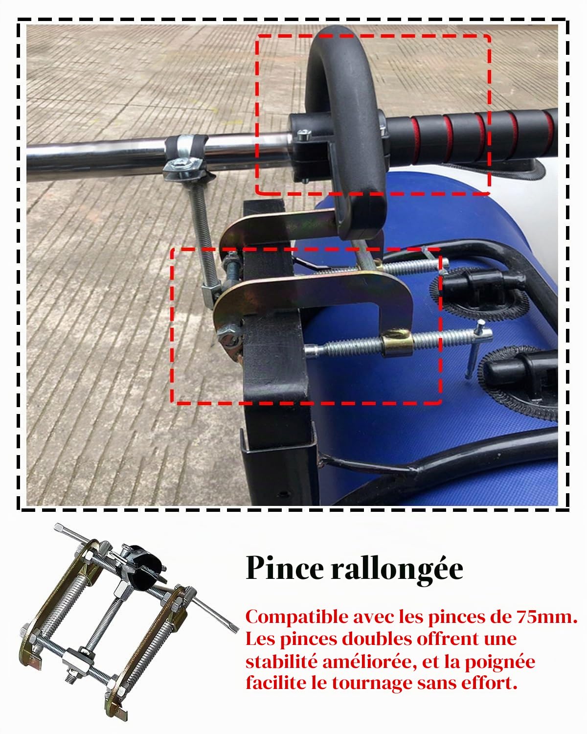 Moteur Bateau Hors-bord Moteur Électrique pour Kayak Gonflable, Pagaie de Secours Sans Fil avec Poignée et 3 Pales, Kit D'hélice pour Petit Bateau Et Perceuse pour Kayak Flottant.(B,L)