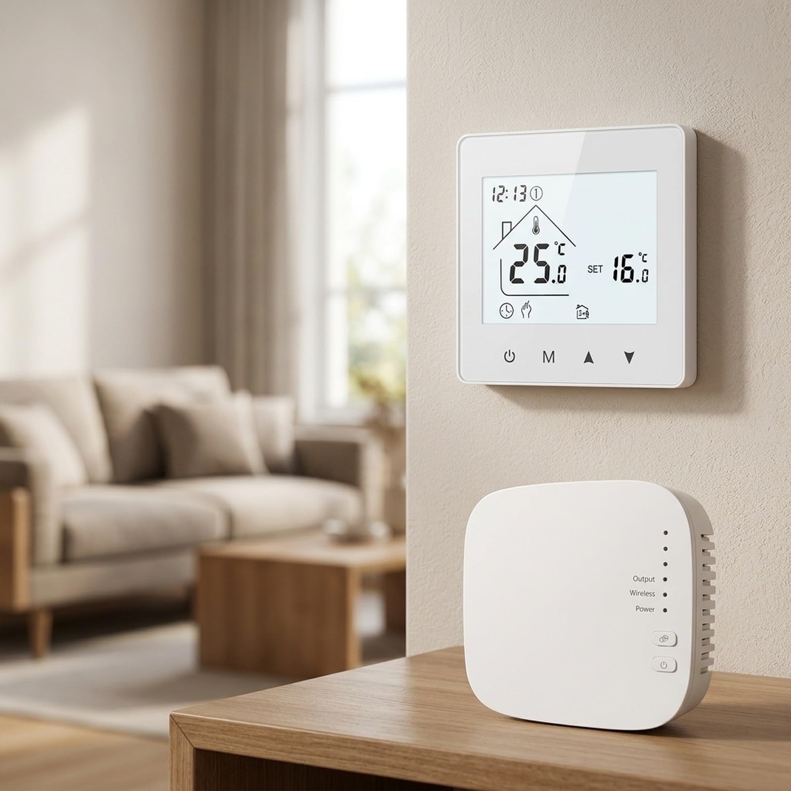 GLOBALHUT Termostato Ambiente Wireless RF433 per Riscaldamento a Termostato