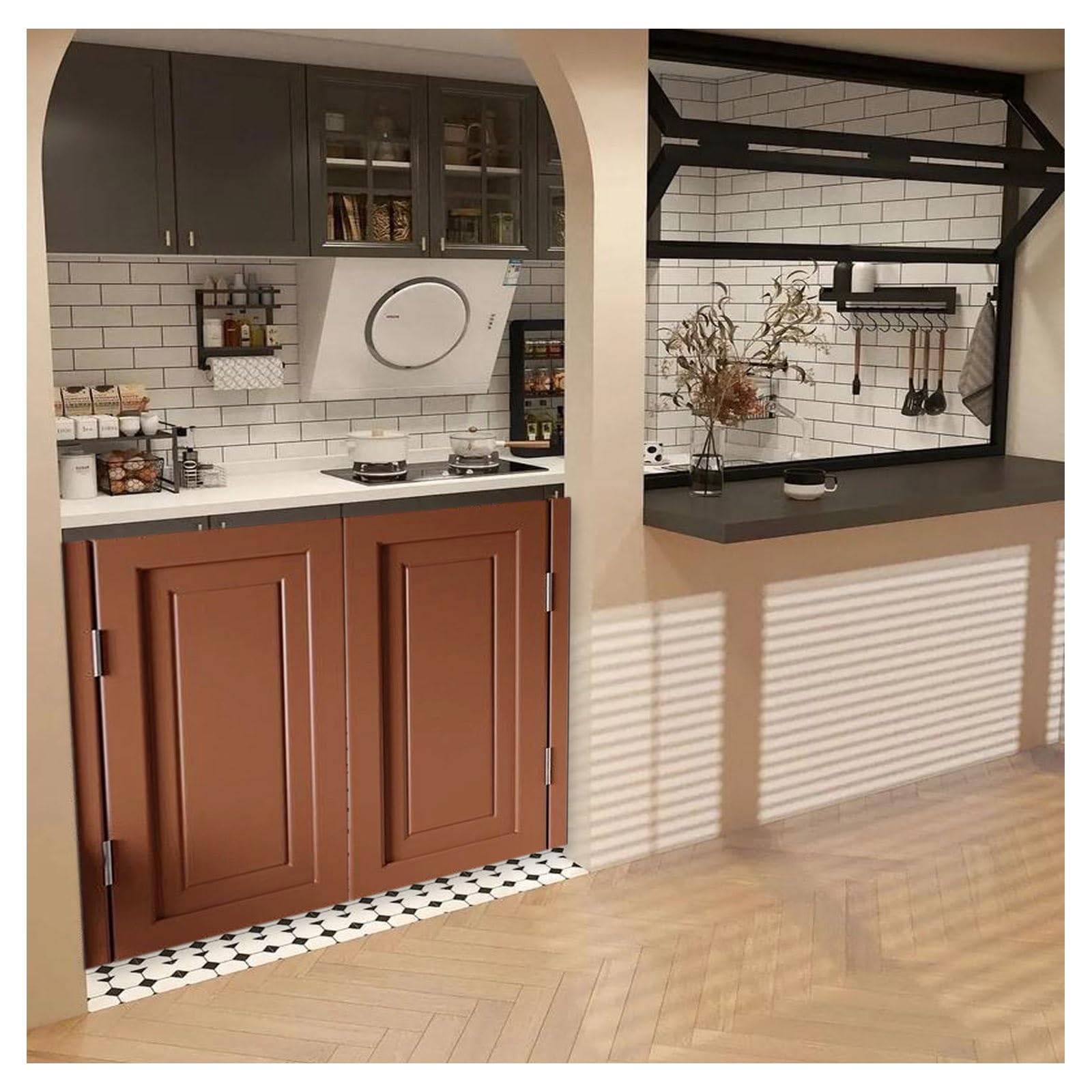 Porte bois massif double sens pour stopper les odeurs de cuisine sans cloisonner