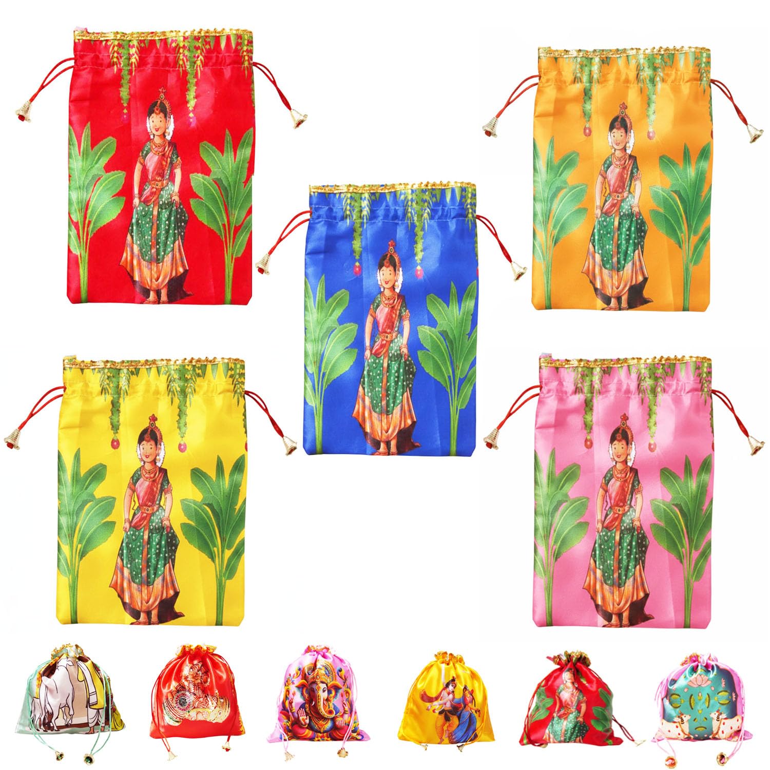 sai praseeda (20 x 25 cm Potli Bags with Drawstring Closure| Fabric Gift Pouches for Pooja, Weddings, Return Gifts, Jewellery, Functions & Festivals-picture-18