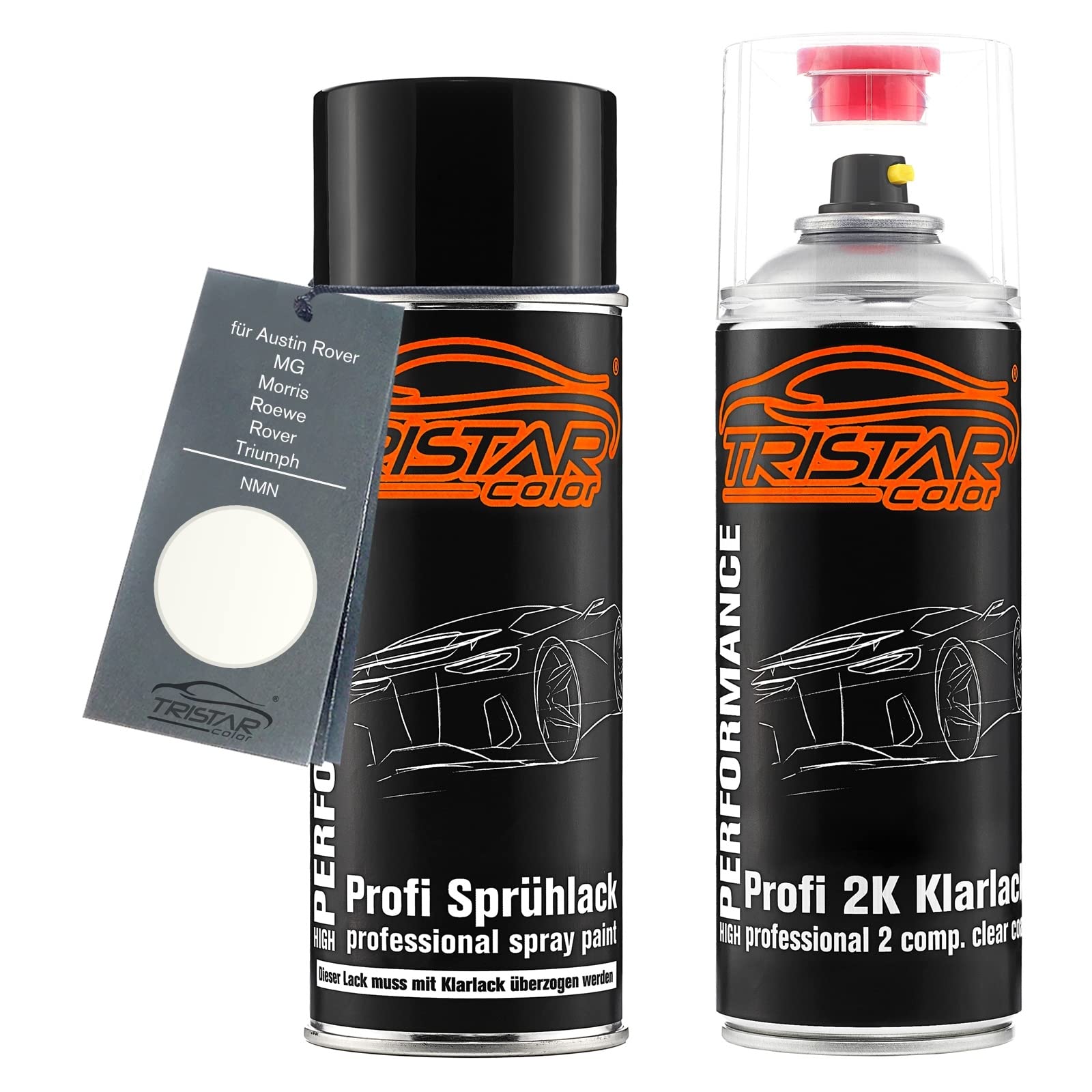 TRISTARcolor Car paint 2K spray can set for Austin Rover/MG/Morris/Roewe/Rover/Triumph NMN White Diamond Base coat 2K clear coat spray can