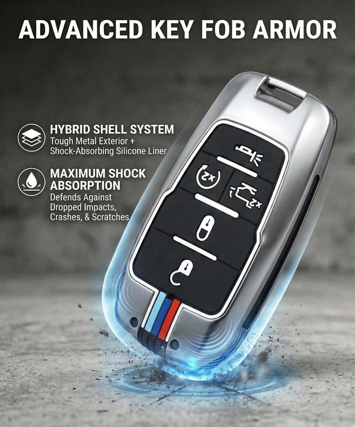 for Ram Key Fob Cover for 2019-2026 Dodge Ram 1500 limited Trx 2500 3500 Metal Remote Control Case Protector