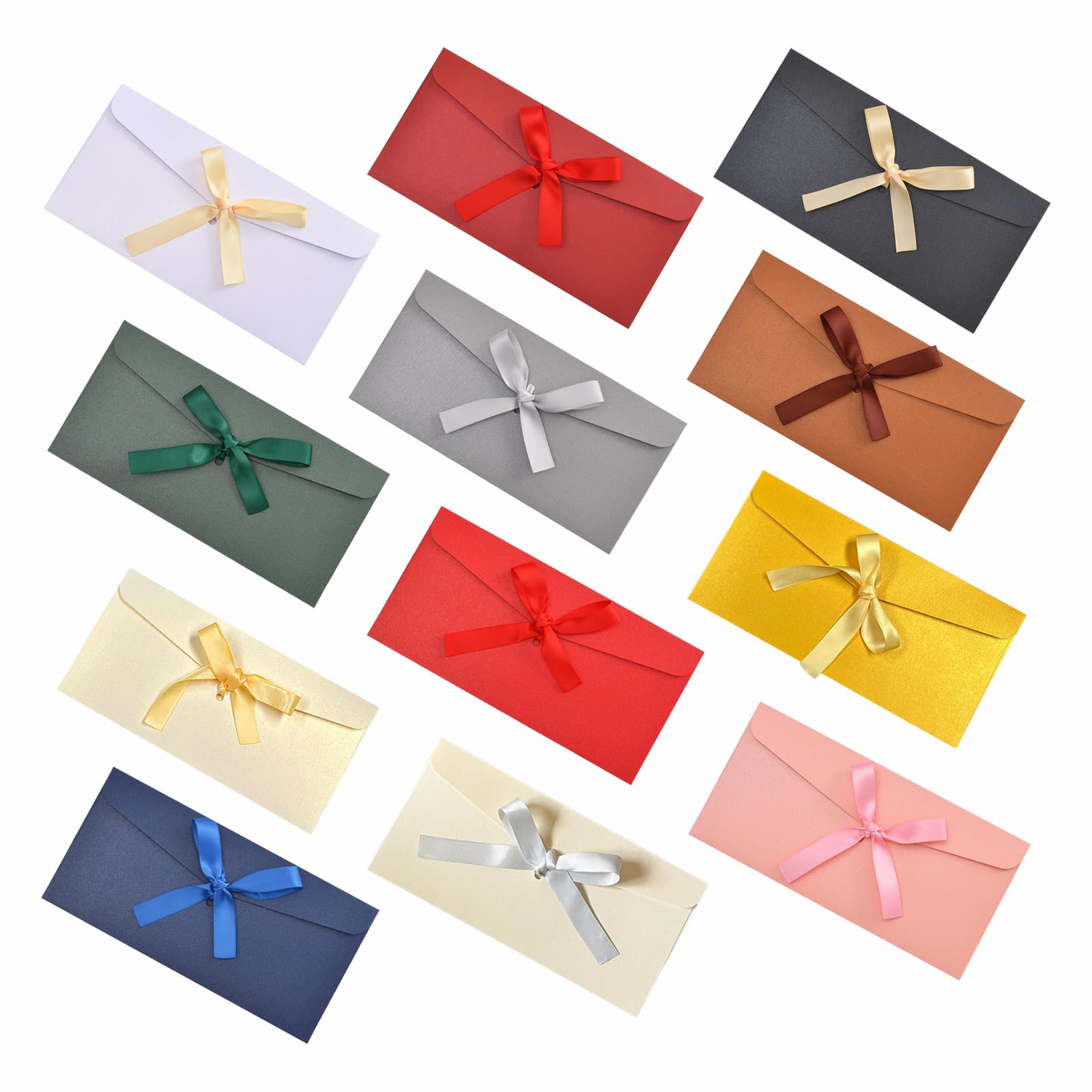 Buste Lettera Colorate con Nastri 12 Pezzi Kraft per Inviti Matrimonio Carte Regalo