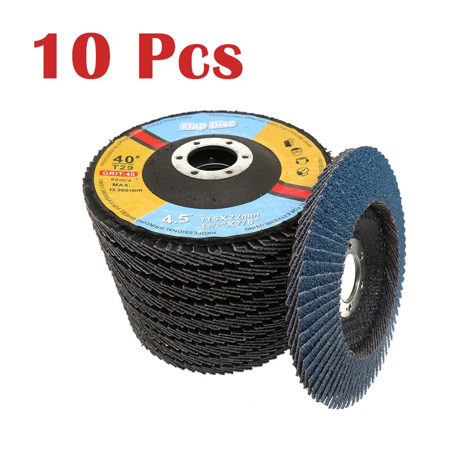 Disque à Lamelles Disques à lamelles en zircone, 4.5 pouces, 1/2/5/10 pièces, meule professionnelle 40-120#(10Pcs,80)