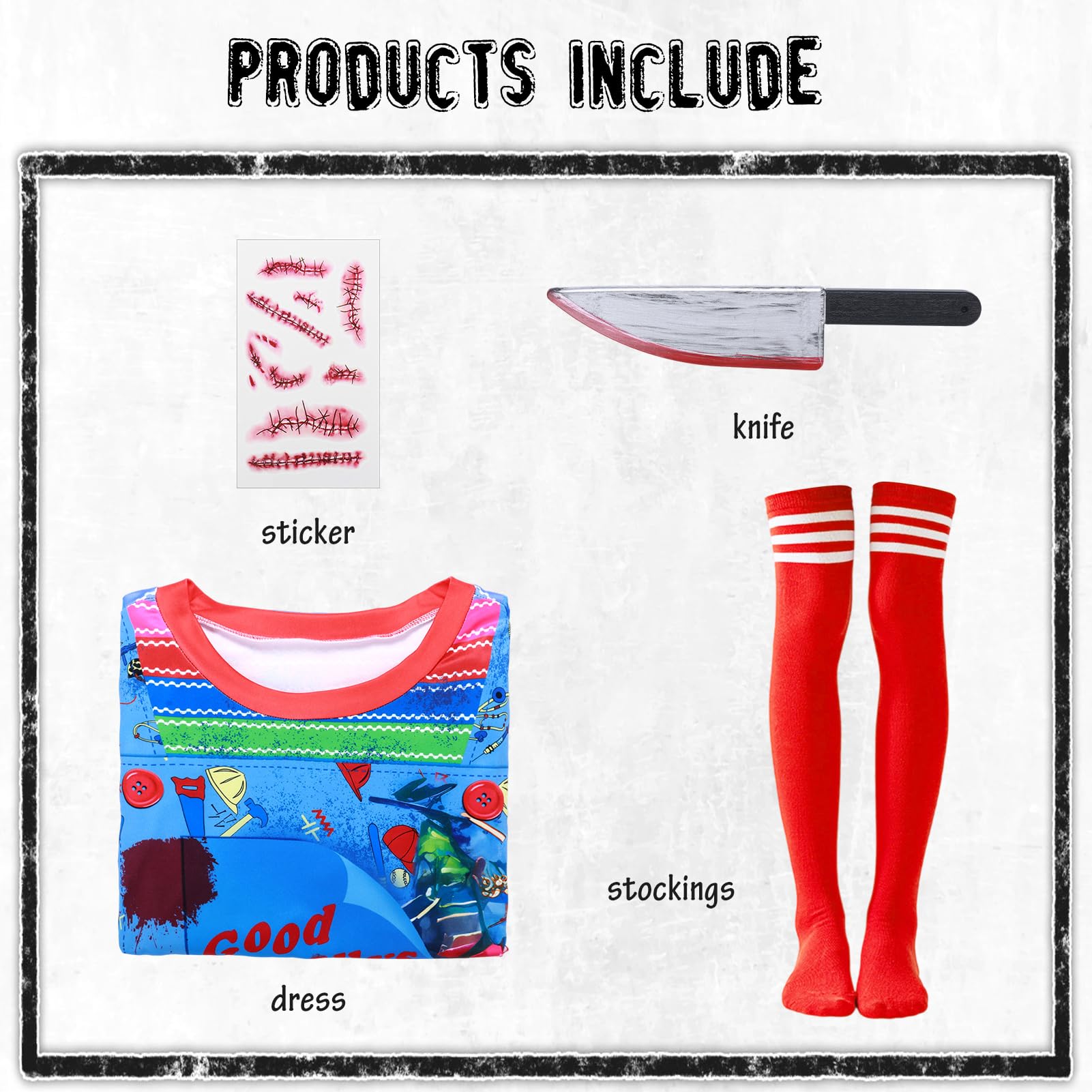 Suffolly Killer Doll Costume for Kids Play Costume (Women, M) - Image 4