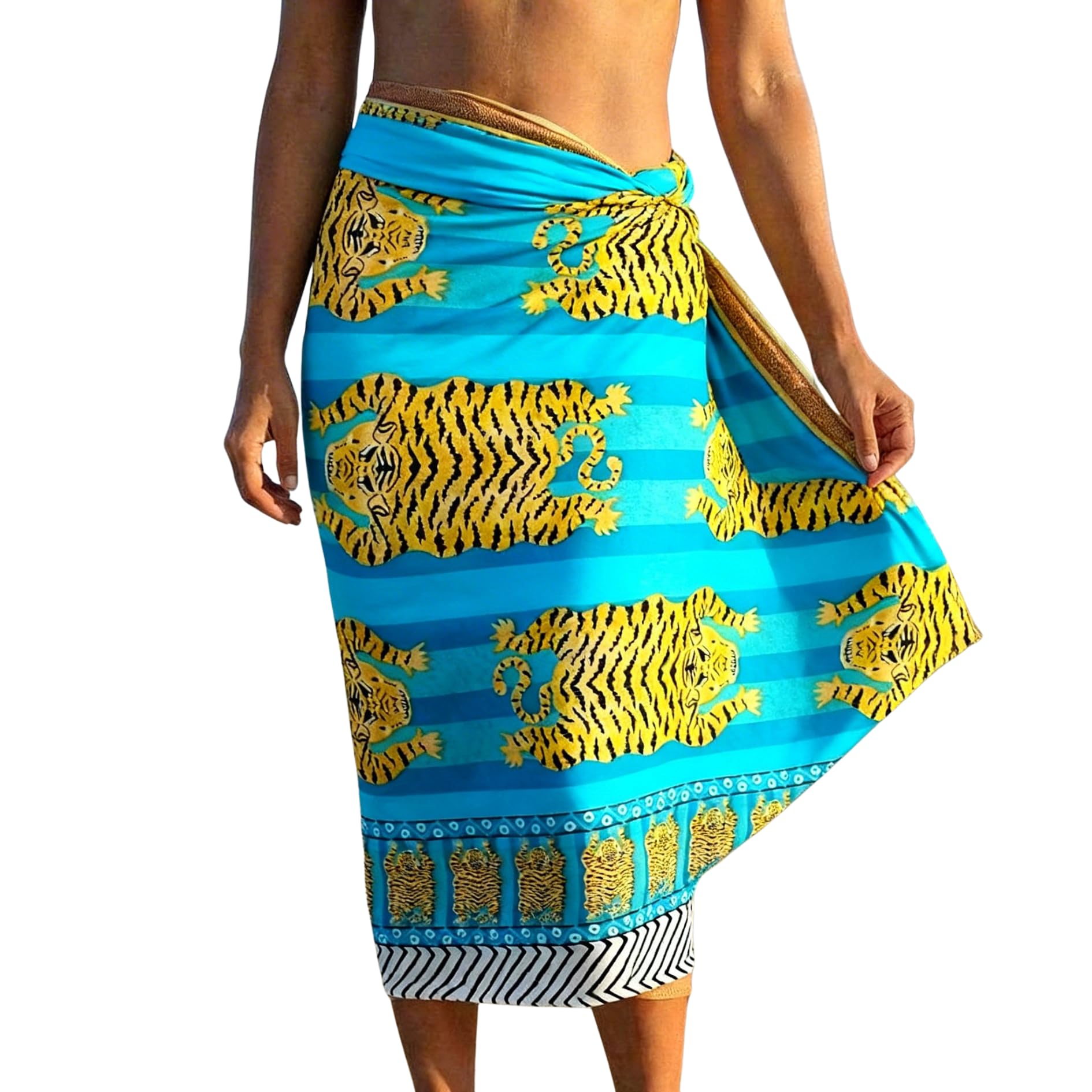 KGM Accessories Multi purpose Extra large Indian 100% soft cotton hand block printed Sarong Scarf Shawl Beach wrap Pareo (Cotton, Blue tiger)