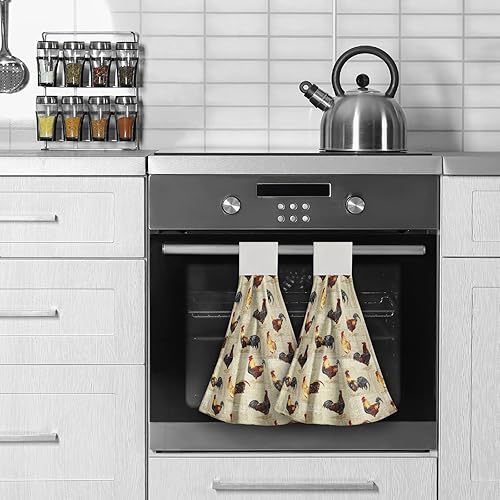 Miniatura 5 de Giwawa Toallas de cocina rústicas colgantes de gallo, paño suave para bar de té, toallas para baño, decoración de granja