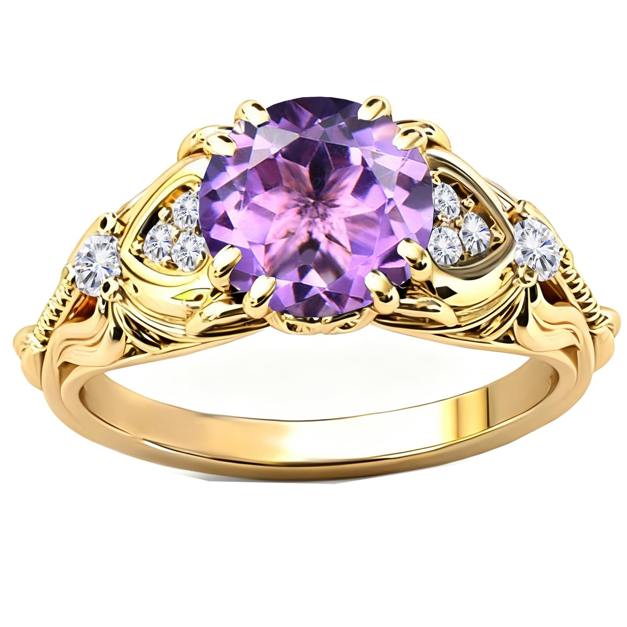 Gemstone Vintage Rings for Women s925 Sterling Silver Round Cut 1.0 Carat Gemstone with Moissanite Promise Engagement Anniversary Ring for Her