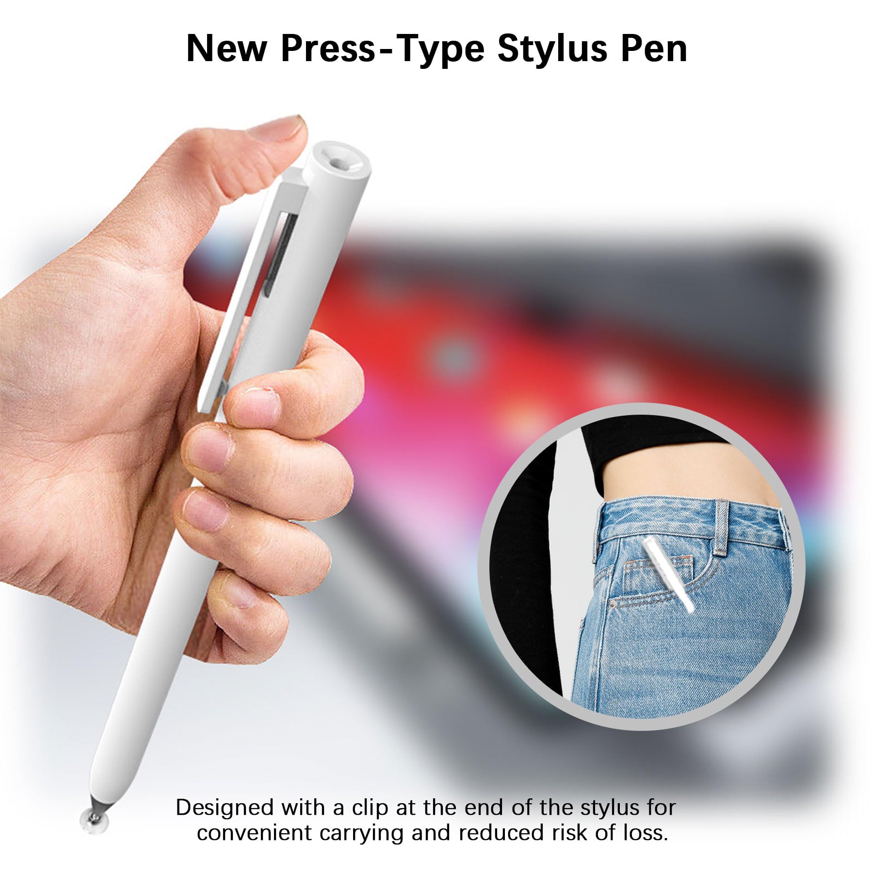 CXJINZE Stylus Pens for Touch Screens, High Precision Stylus for iPad/Apple/iPhone/Mini/Air/Android/Microsoft/Surface All Capacitive Touch Screens, White