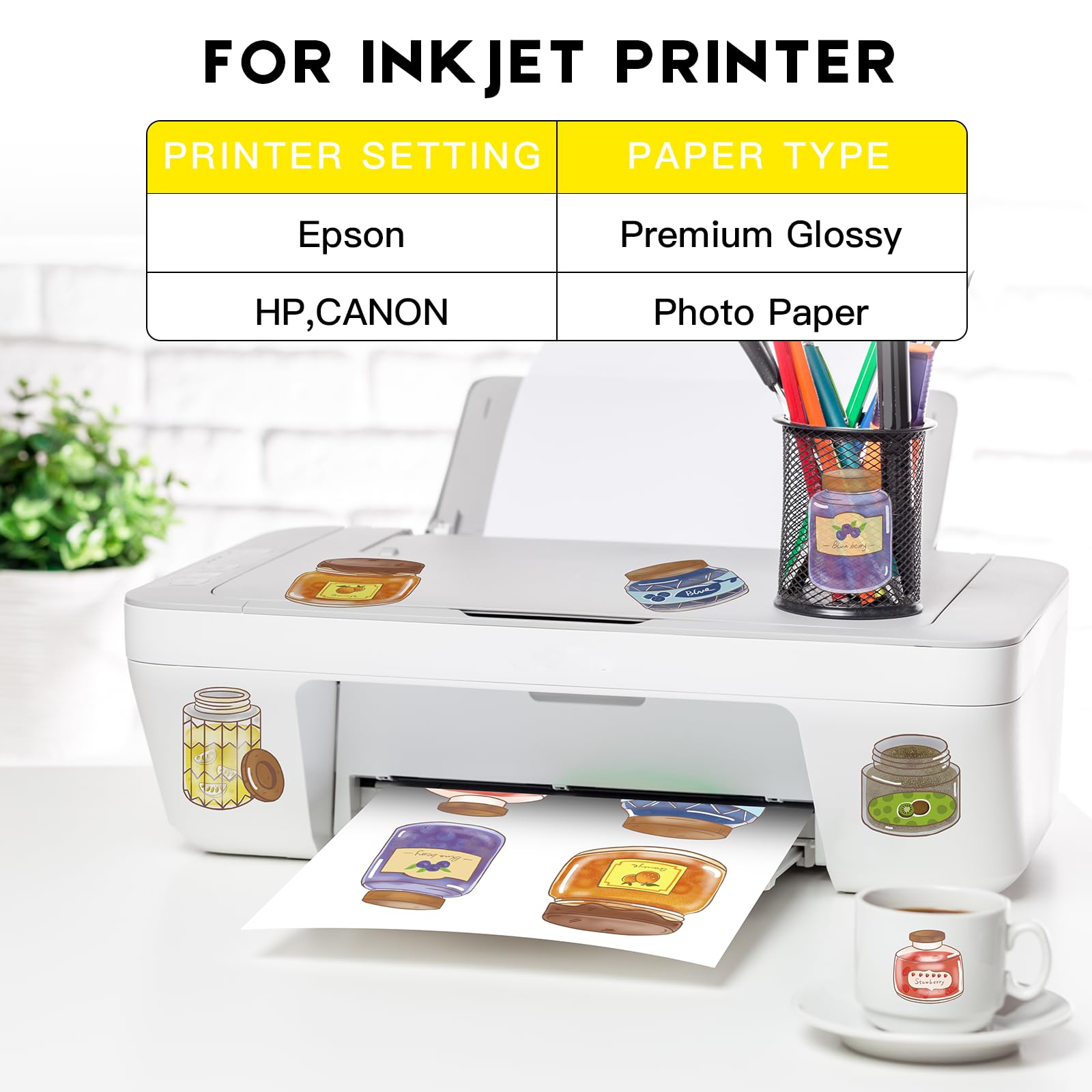 Carta adesiva in vinile stampabile per stampante a getto d'inchiostro A4 297x210 mm impermeabile compatibile Cricut colori vivaci Trasparente 30 fogli