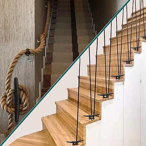 Miniatura 7 de Tacos de muelle de 6810 pulgadas con herrajes, tacos de barco negros recubiertos electroforéticos, tacos de cuerda para muelles de lancha, cubiertas