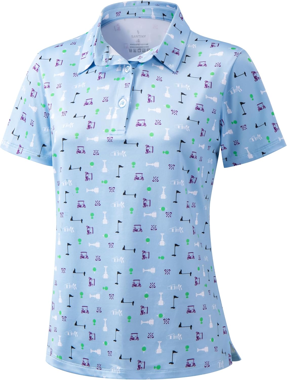 SANTINY Golf Polo Shirts for Women Short Sleeve Quick Dry 3 Buttons Collared Pickleball Shirt Summer Golf Tennis Tops