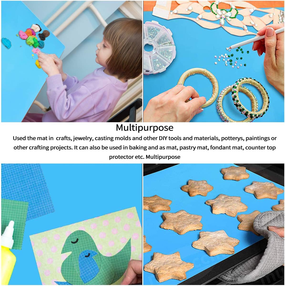 Mlife Extra Large 23.2" x 19.5" Silicone Sheet for Craft - Jewelry Casting Molds Mat, Epoxy Resin Painting Pad, Premium Silicone Mat, Nonstick Nonslip Heat-Resistant Durable, Blue & Orange
