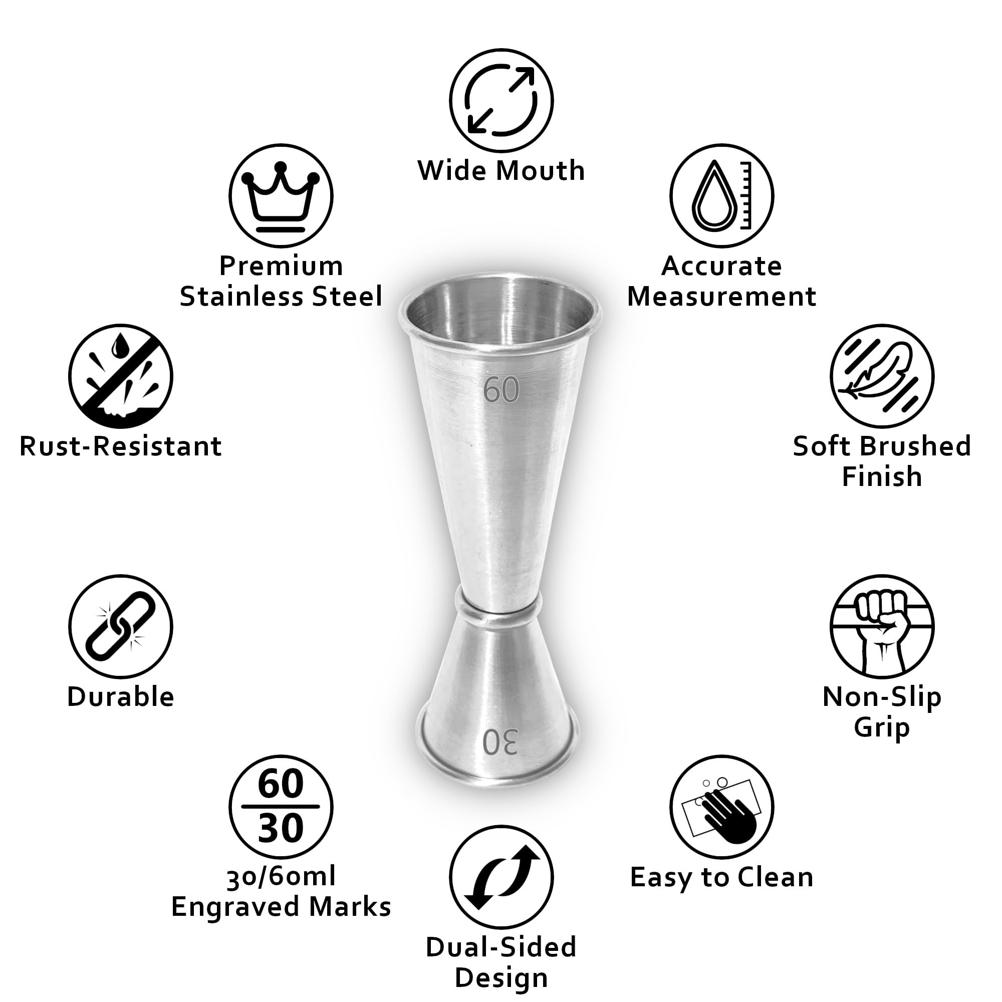 Lamina Set of 1 Stainless Steel Japanese Peg Measure (30/60 ml