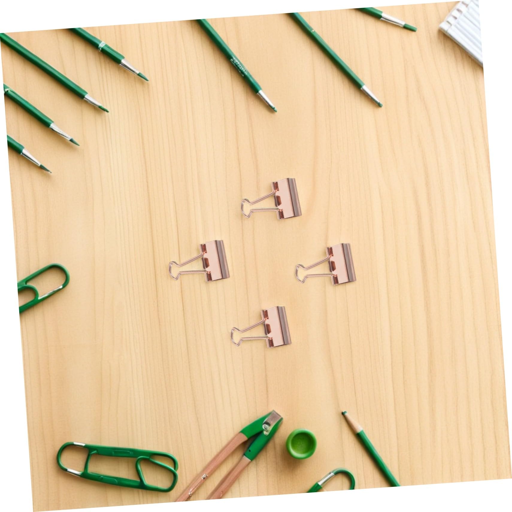 HOMSFOU 100stücke Klappclips Metall für Notizbuchclips und Dokumentenclips Dekorative Büroklammern als Geschenkpapierhalter Binderclips für Journaling Roségold