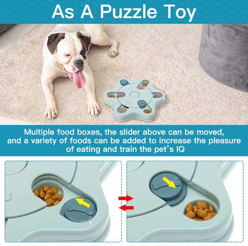 PetVogue Cuenco de alimentación lenta para perros, juguete de rompecabezas para dispensar golosinas, juguetes para mascotas, juego para entrenamiento de coeficiente intelectual y alimentación,
