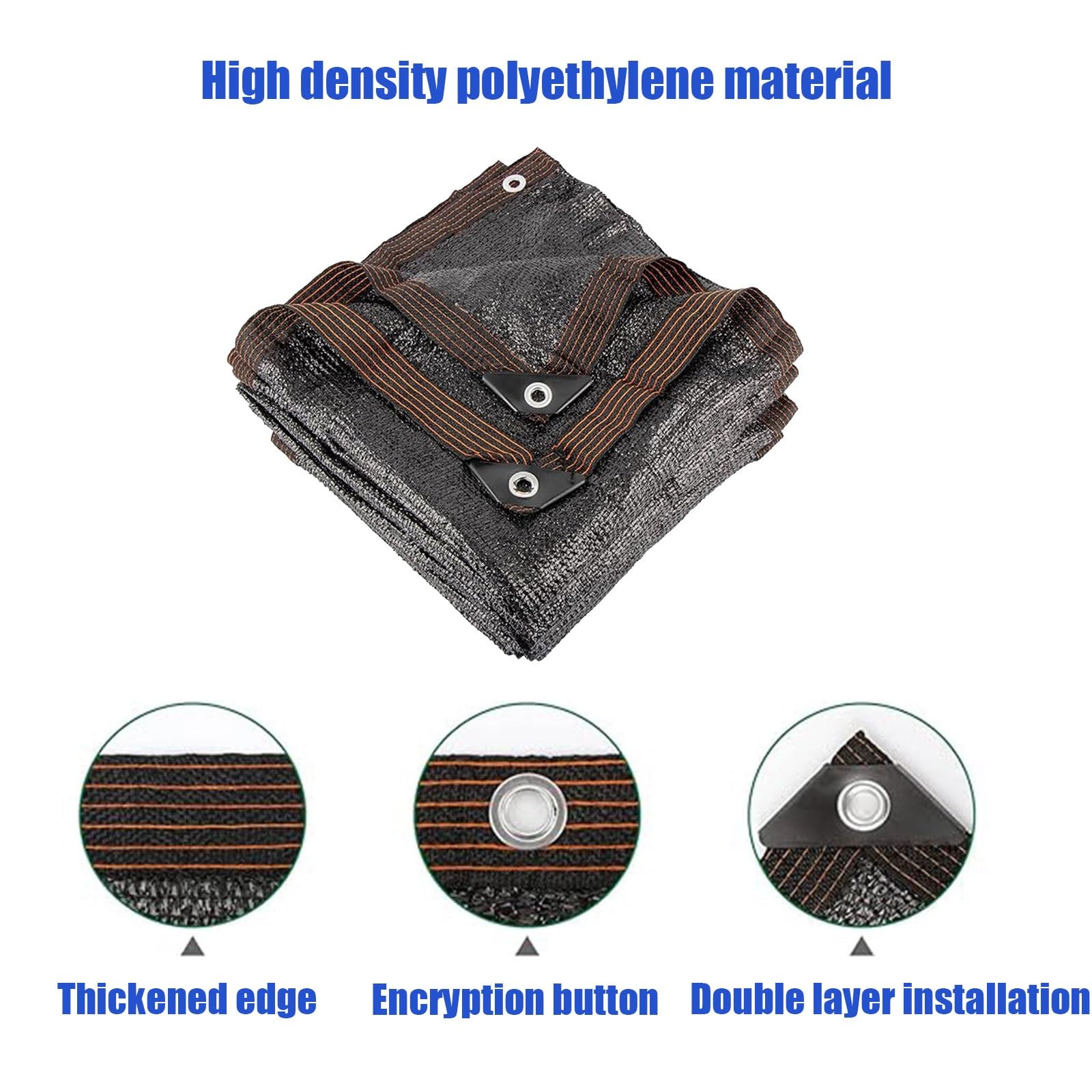 Telo parasole nero con protezione UV al 90%, 3,9 x 3,5 m, resistente, con occhielli per piante, pomodori, fienili, cucce per cani, bovini e pollai