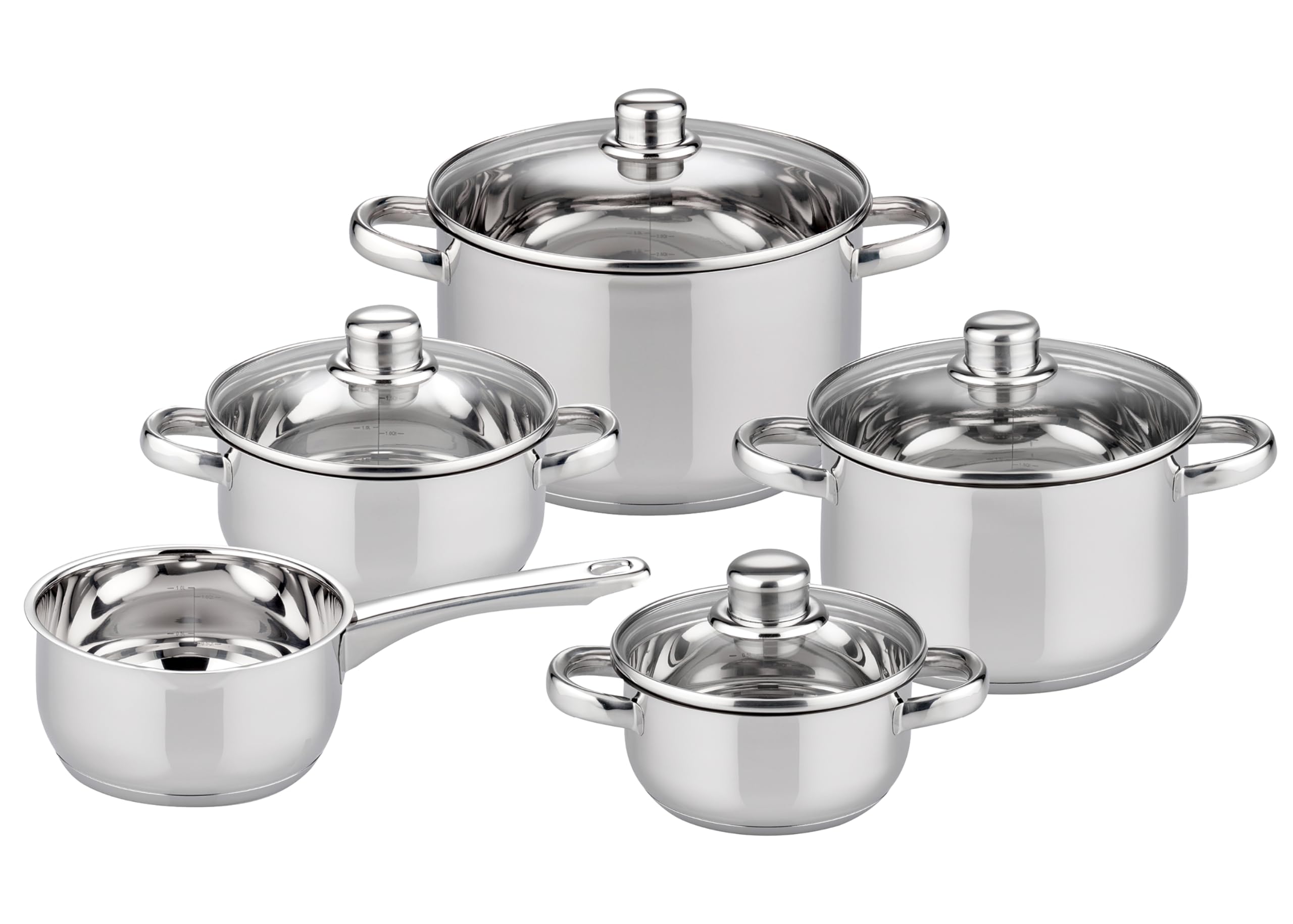 ELO Basic Topfset Galactica – 5-teilig, Edelstahl, Glasdeckel