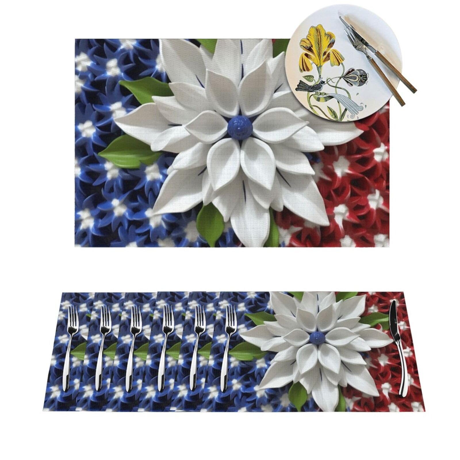 Lot de 6 sets de table tissés en PVC lavables pour cuisine