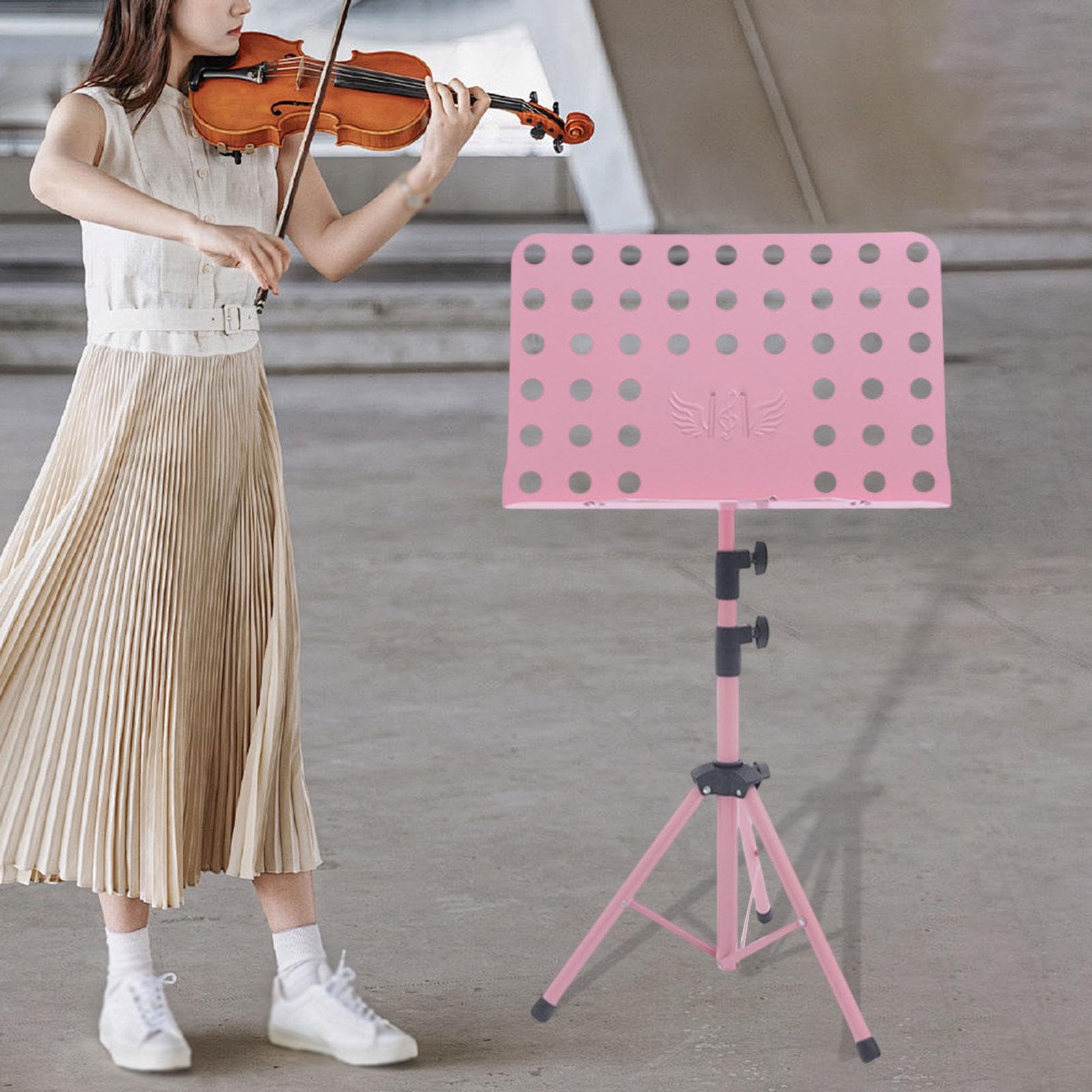 Atril para Partituras Musicales con Soporte Plegable Panel Robusto de 45cmx30cm Base Estable de Altura Y Antideslizante Adecuado para, Rosa
