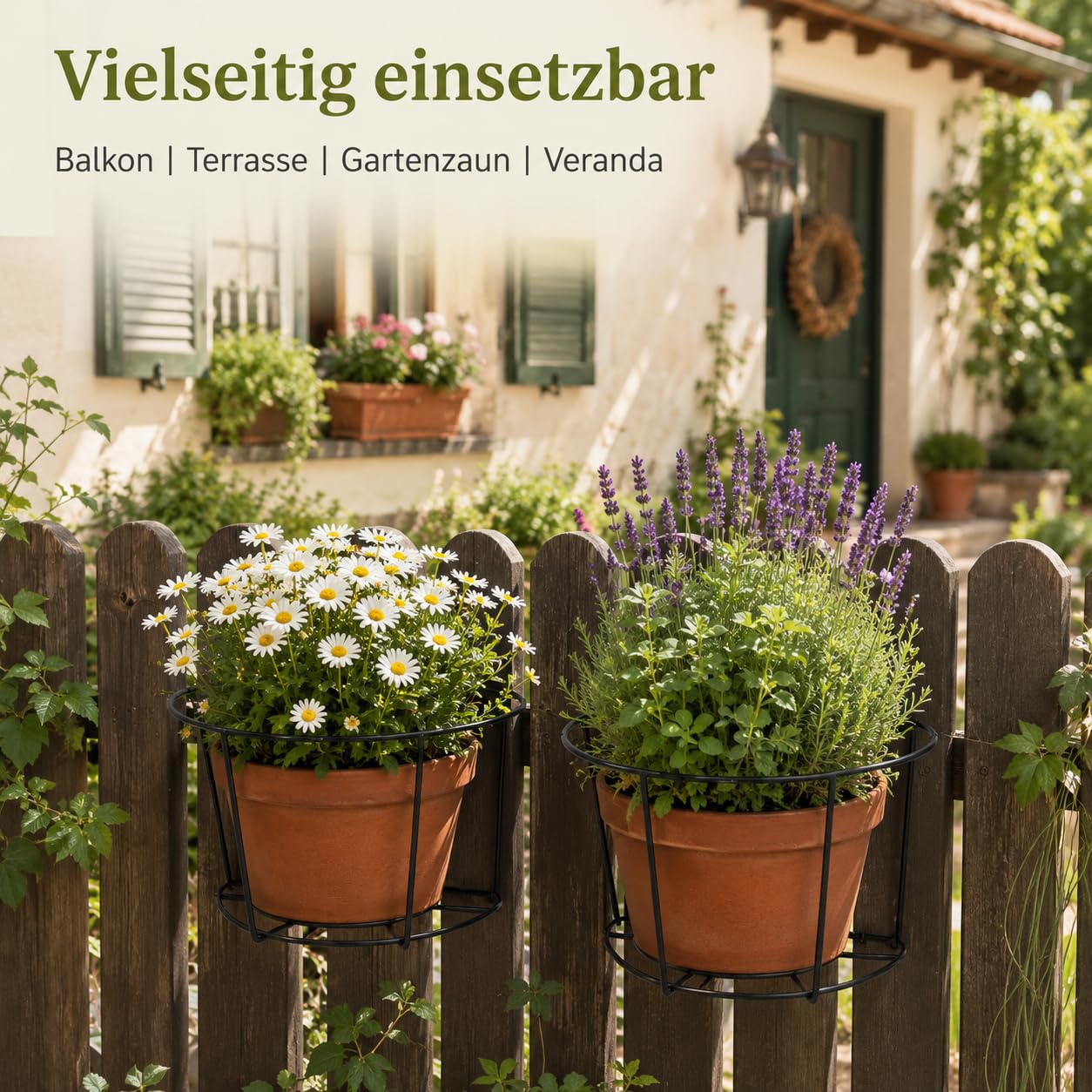 HEMOTON 2 Stücke Blumentopf Halterung Metall Blumentopfhalter Geländer Pflanzgefäße Balkongeländer Pflanzkörbe Regal Hängende Blumenregal Blumenkasten für Garten Balkon Terrasse Zaun 30cm
