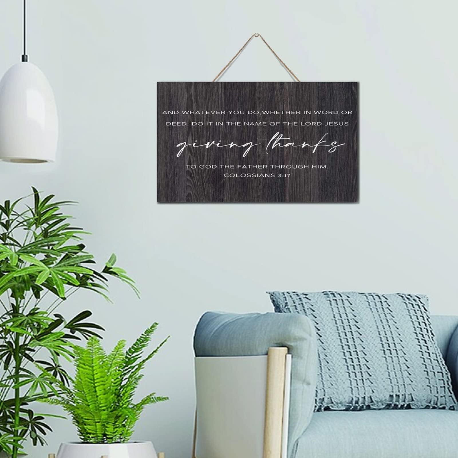 by Unbranded Targa in legno con cornice vintage Good Days Start with Coffee & Jesus in legno motivazionale con citazioni, decorazione da parete per soggiorno e caminetto 30 x 55 cm