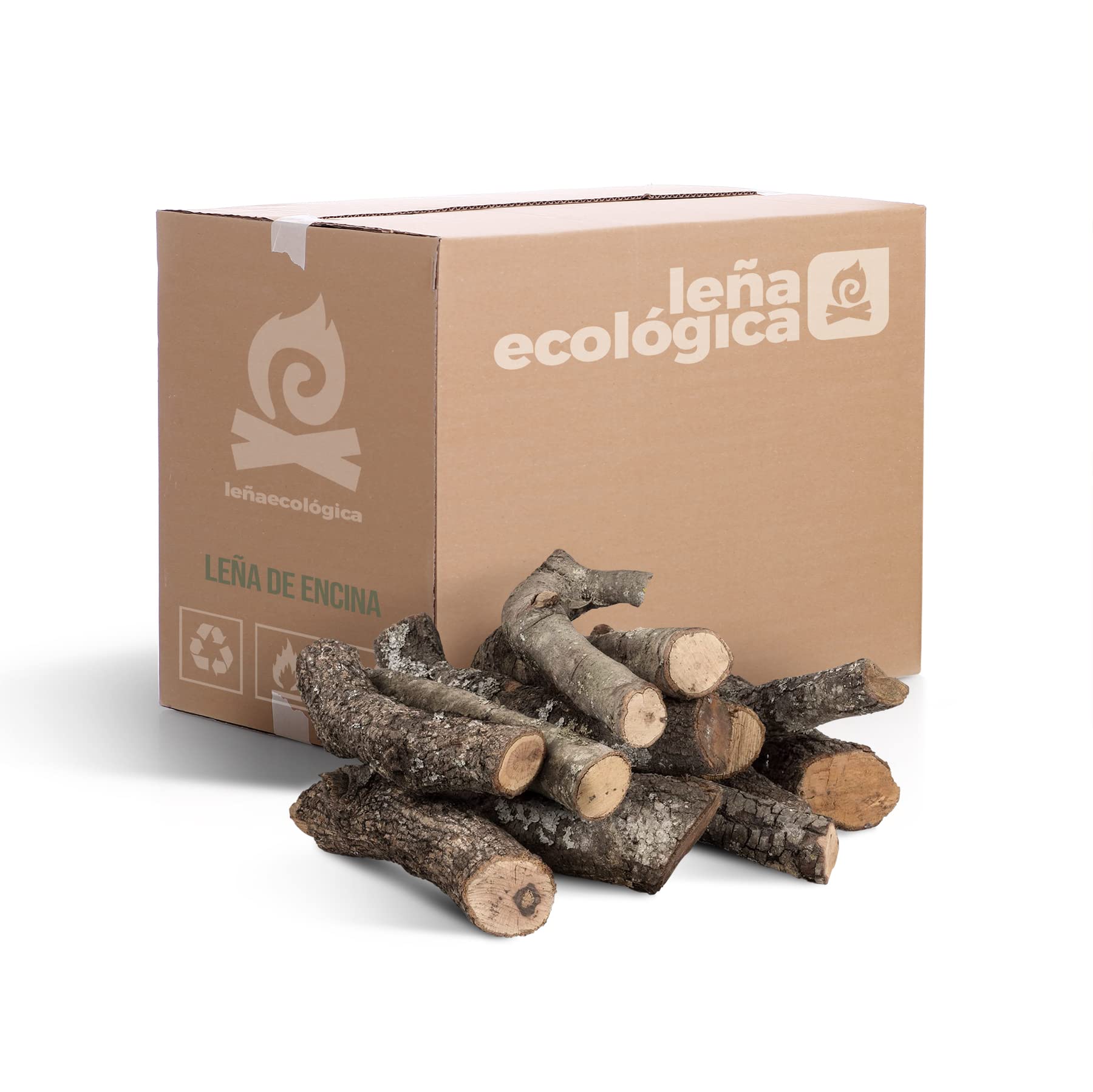 LEÑA ECOLÓGICA Leña de Encina para Chimeneas, Estufas, Barbacoas y Hornos de Asar. 0,1m3 de leña de encina Troncos de leña Medianos 30-40CM Alta Durabilidad Gran Poder calorífico