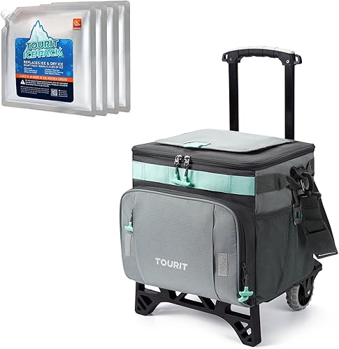 TOURIT Enfriador con aislamiento para 50 latas y 4 paquetes de hielo reutilizables, combinación perfecta