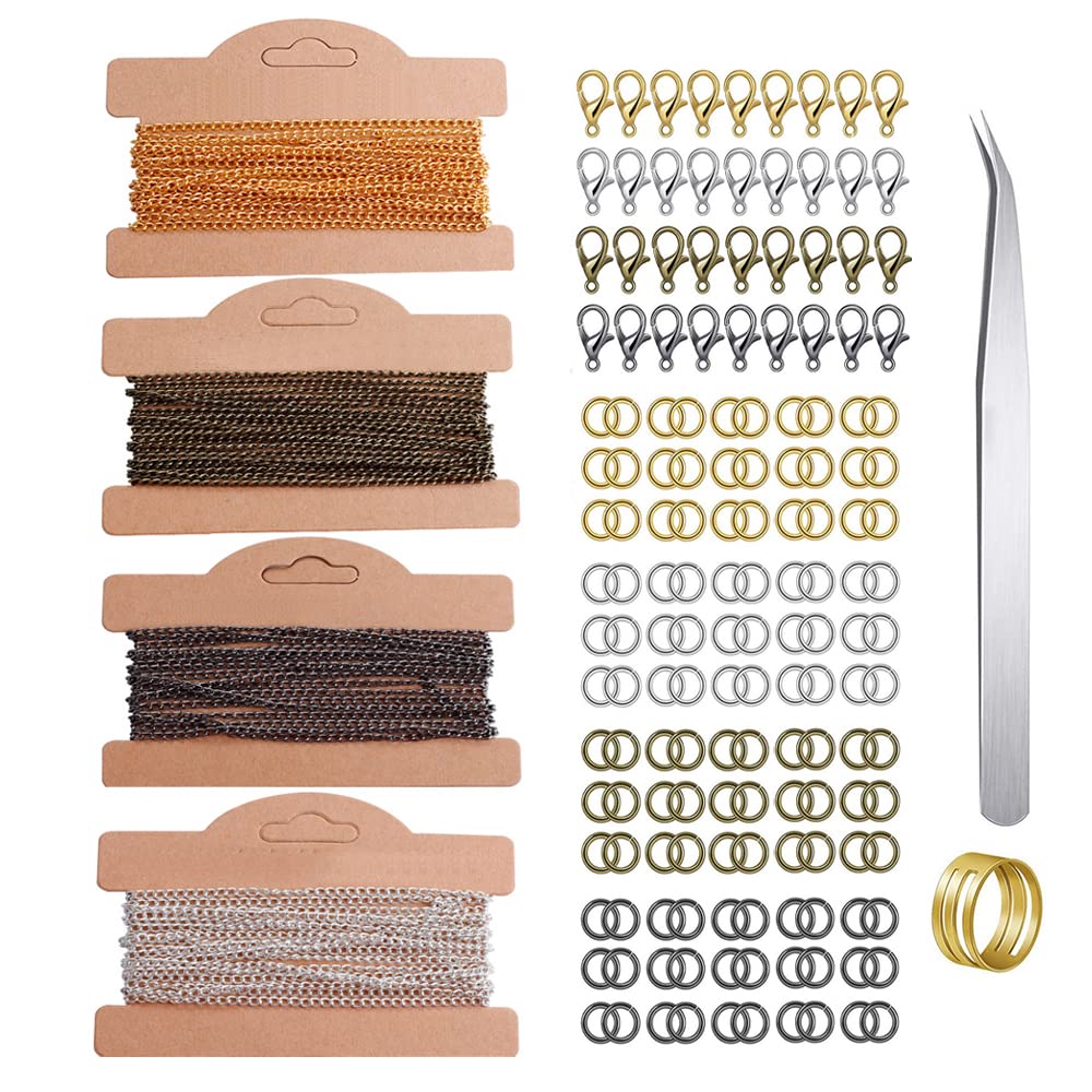 Kit Fai Da Te Per Gioielli - 124 Pezzi Con Catene Oro/Argento, Moschettoni, Pinze E Anelli - Foto 9