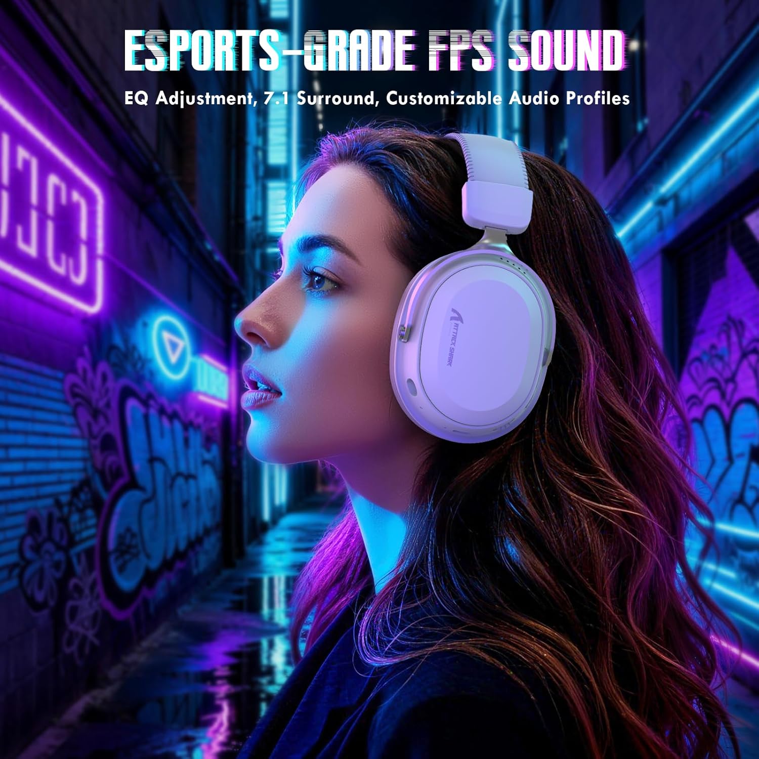 ATTACK SHARK L30Pro Wireless Gaming Headset with 2.4Ghz/BT/Wired, Long Battery Life with Detachable Microphone 7.1 Surround Sound Ultra-Low Latency for PC/PS5/Xbox/Switch/Mobile Silver