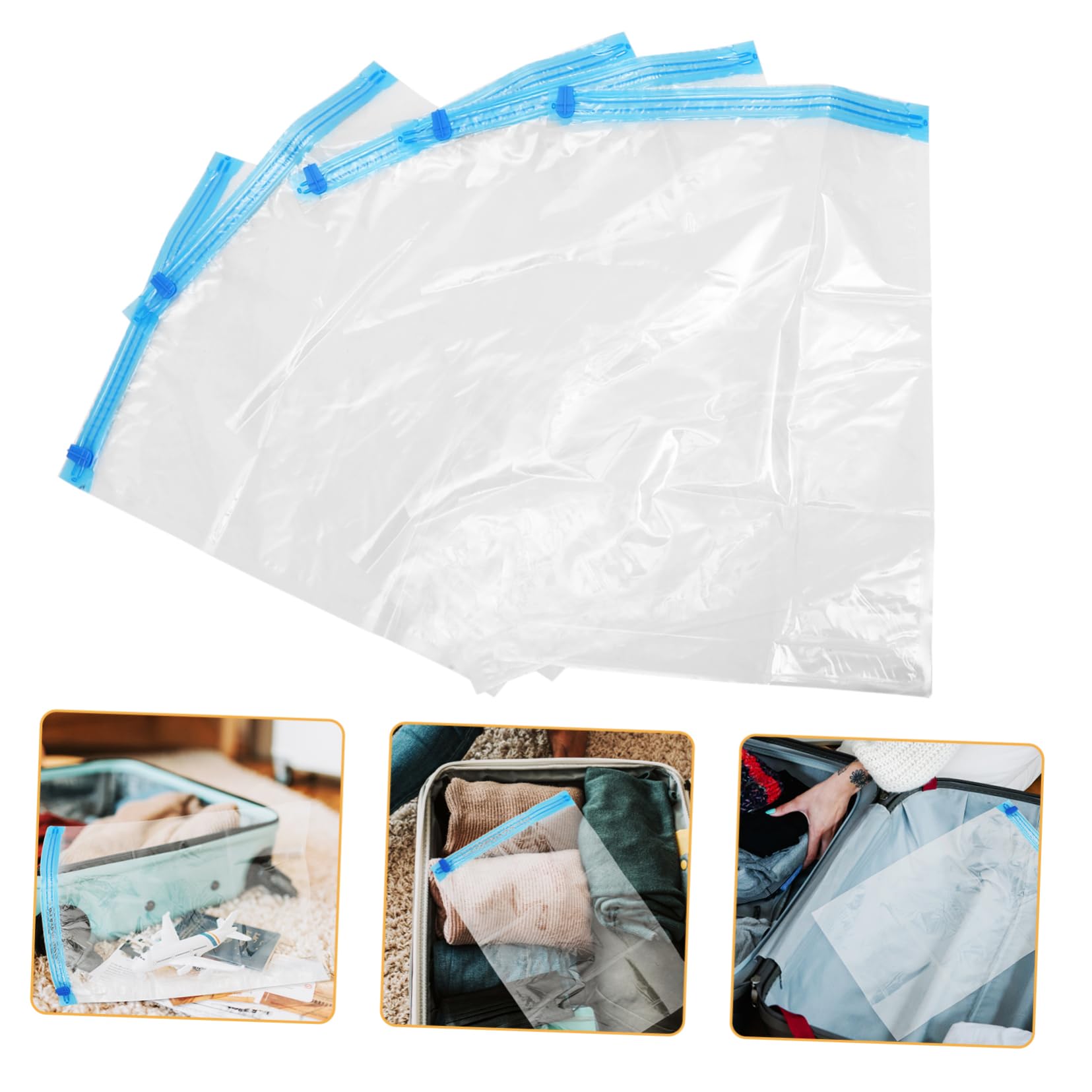 Rollo de 5 Piezas de Bolsa de compresión al vacío, Bolsas de Almacenamiento, Bolsas de Ropa Que ahorran Espacio, Bolsas selladoras al vacío, Viajes internacionales imprescindibles