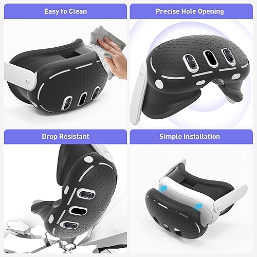Miniatura 7 de Kuject 3 in 1 Accessoris Set for Quest 3, ComfortHead Strap with Adjustable Hinge, Silicone Face Pad Cover, Shell Protective Cover, VR Accessories