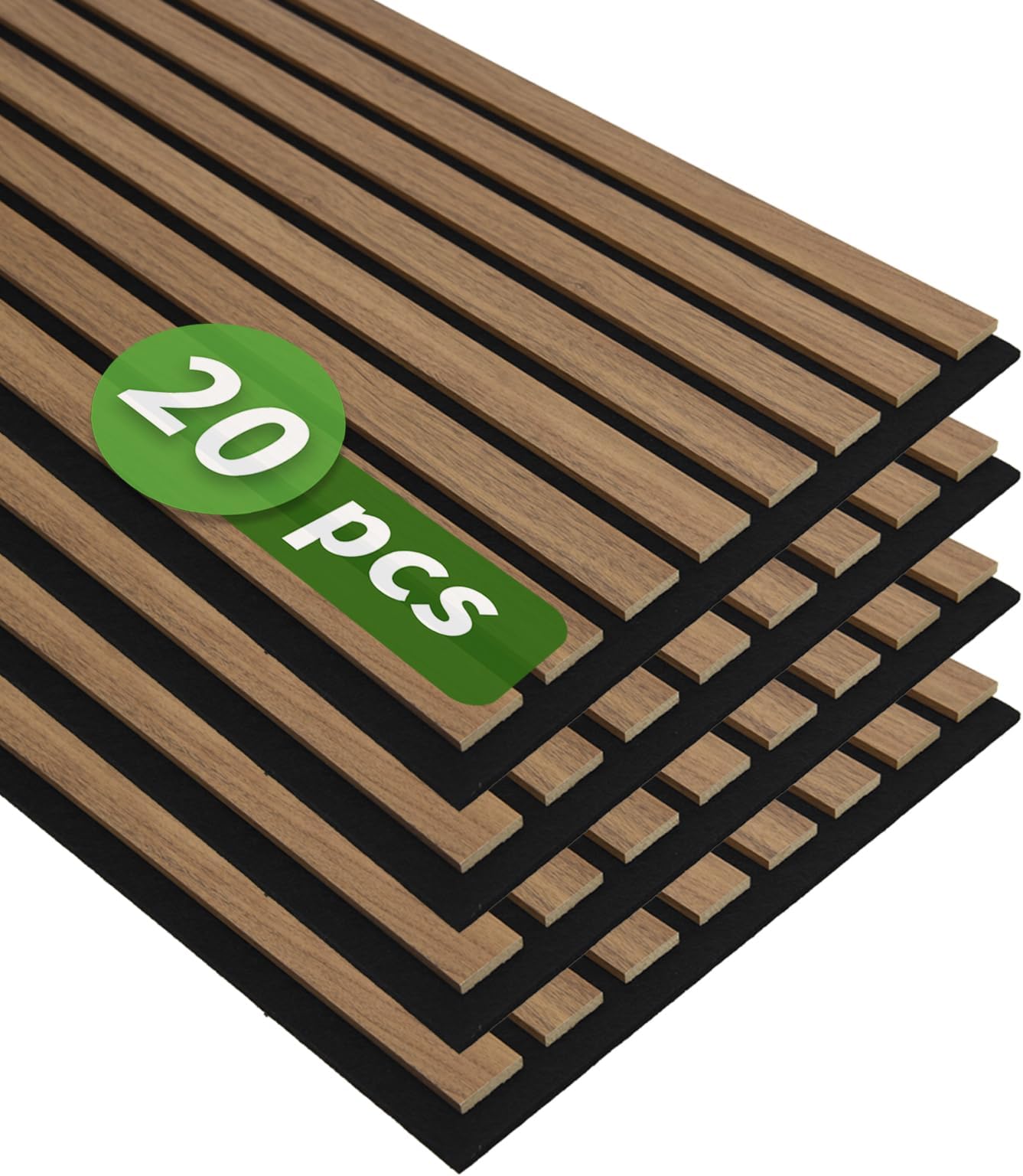 Art3d 20-Pack 12" x 24" Soundproof Wood Slat Panels, 40 sq.ft Acoustic Wall Panels, 3D Wall Panels with Wood Slat Design, Decorative Wood Wall Panel for Accent Walls-Deep Walnut