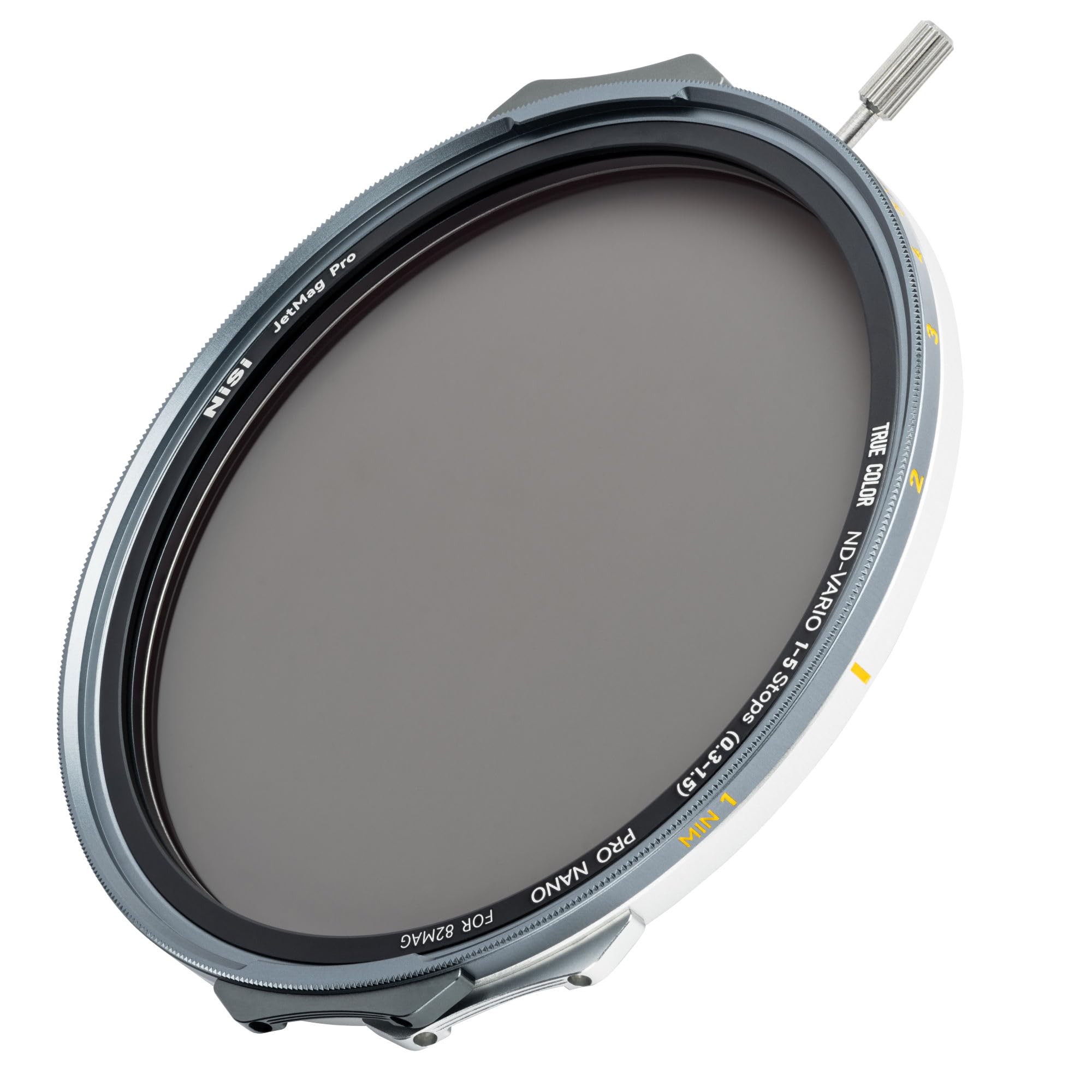 NiSi JetMag Pro Vario-ND 82mm, 1-5 stop (ND2-ND32), filtro ND variabile magnetico con polarizzazione. True Color, Vetro ottico, Nanocoating, Ultra-sottile. Richiede anello JetMag Pro.