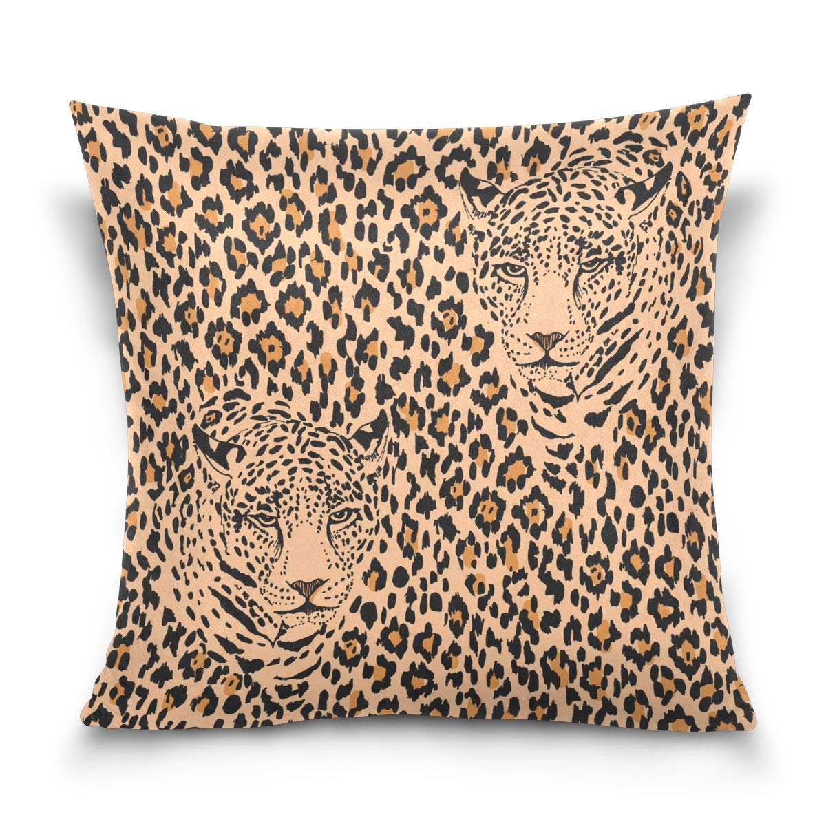 Linomo Throw Pillow Cover 16x16 inch, Leopard Print Decorative Pillow Cases Cushion Cover for Couch Sofa Bed Home