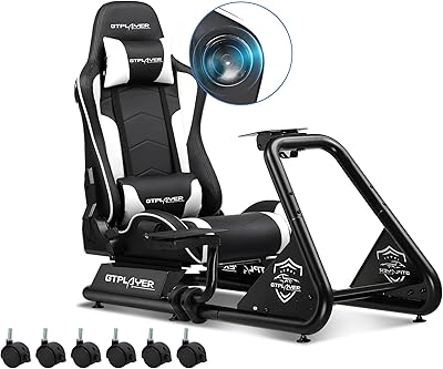 GTPLAYER Simulator Cockpit, SIM Racing Cockpit, rennsimulator lenkradständer mit Lautsprechern, Lenkrad und Pedalablage