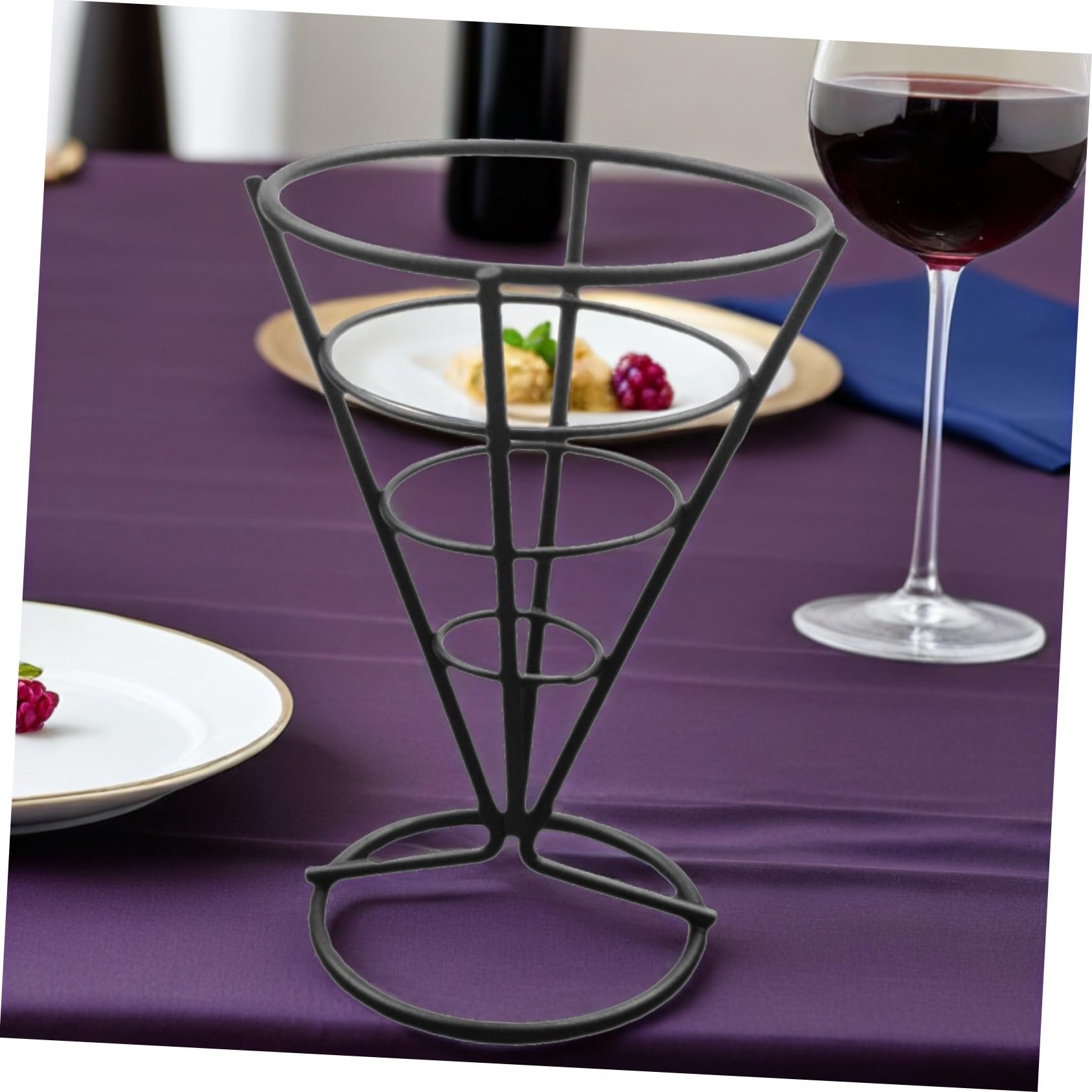 TOYANDONA 6 Piezas Soporte para Papas Fritas de Acero Inoxidable Cesta Hueca para Snacks Fritos con Soporte para Salsa para Restaurantes Bodas y Banquetes