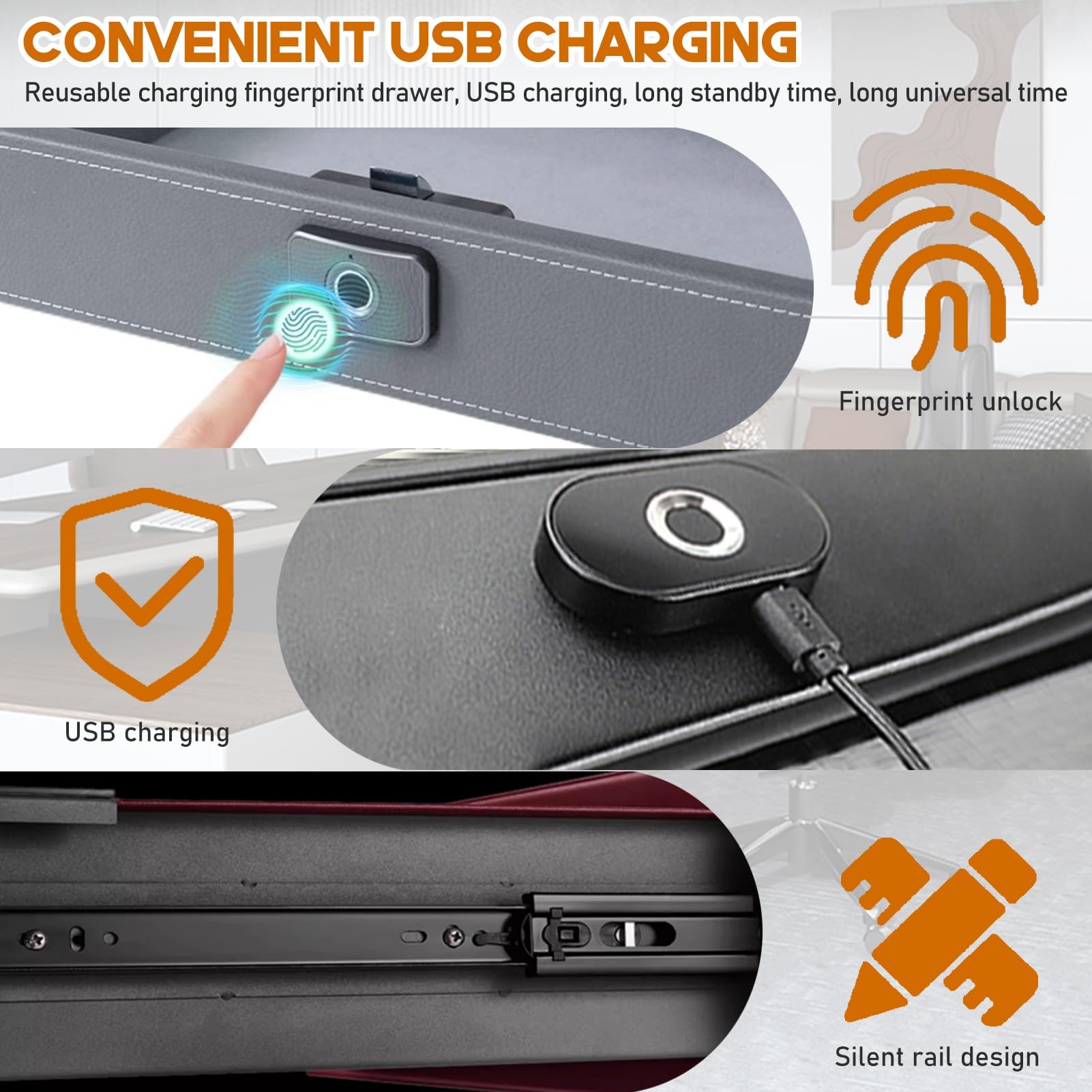 Coffre-fort À Tiroir En Acier, Coffre-fort À Déverrouillage Par Empreinte Digitale Caché, Petit Coffre-fort Pour La Maison, Coffre-fort Tactile Intelligent, Adapté À La Table De Chevet À La Maison, Bo