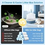 120 Count Cat Litter Bags (25.2x15.7 in), Heavy Duty Drawstring Litter Box Liners for Automatic & Standard Cat Litter Box, Leak-Proof Disposable Waste Bags