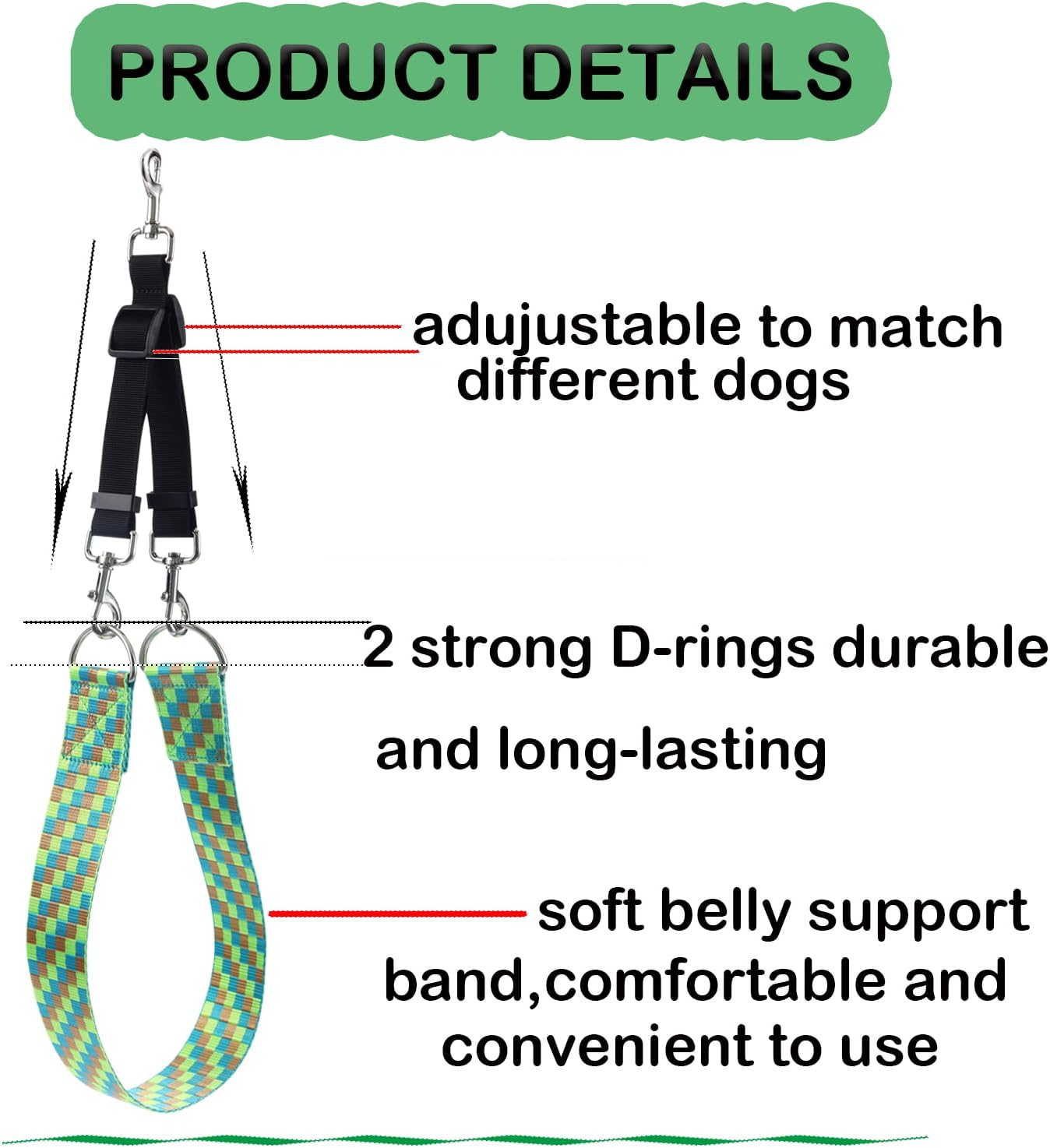 Dog Grooming Arm Accessories Dogs Groom Belly Straps with Adjustable Connector 2" Wide Nylon Unique Pattern Pet Bath Loops Restraint Noose Dog Safety Belly Stand for Small Medium Large Pets image 2