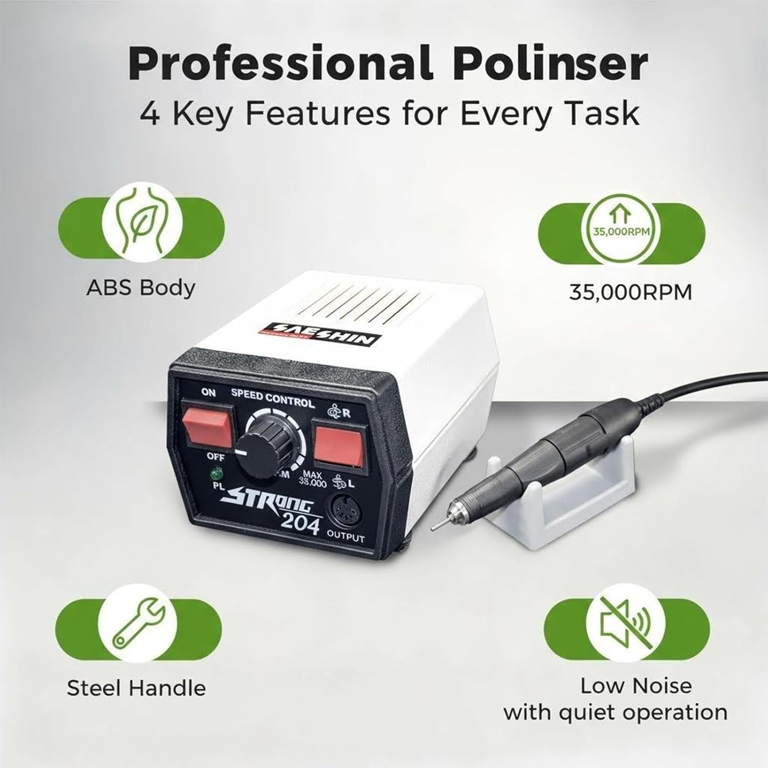 Nail Drill Micromotor,3500rpm Polisher, Equipped with a Conversion Head, It Can Hold 3.0/2.35mm Needles.for Manicure Art Tool, Lab, Jewelry, Ceramics, Silicone, Glasswork, Woodcarving, and Artware