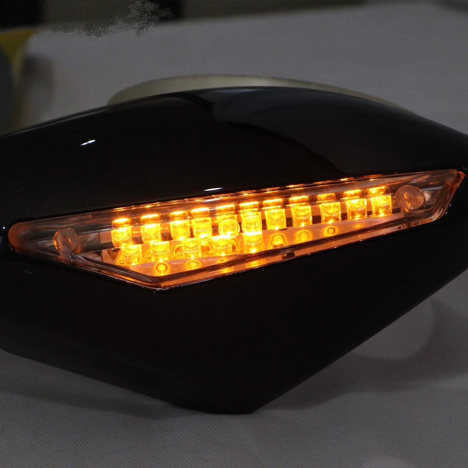 アフガングラスビーズ✺ミラー Gate 7 Motorcycle Rear View Side Glass Mirror with Amber LED Turn
