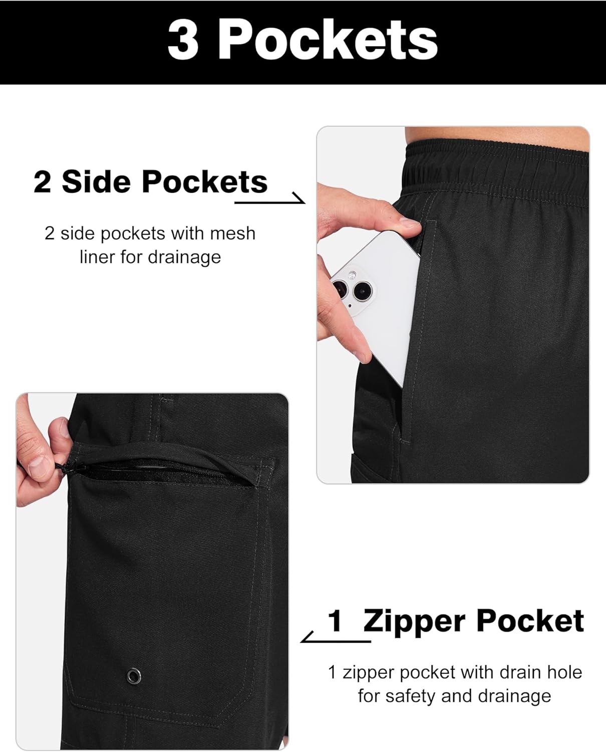 SILKWORLD Mens Swim Trunks Quick Dry Bathing Suit 9 Inch Swim Shorts with Mesh Lining and Zipper Cargo Pockets - Image 6