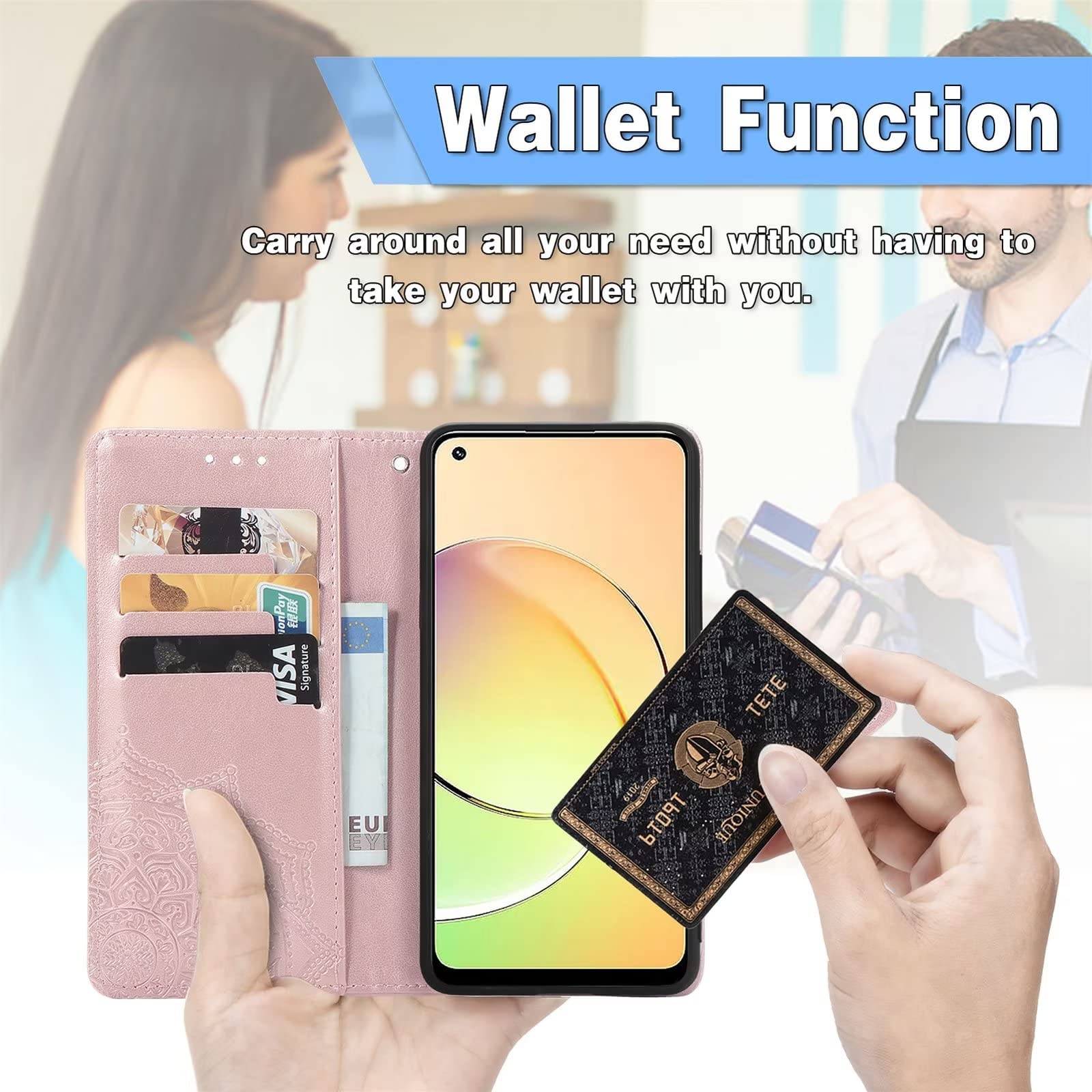HONLEN Custodia Magnetica A Portafoglio Per ZTE Blade A32 - Pelle PU Con Slot Carte E Supporto