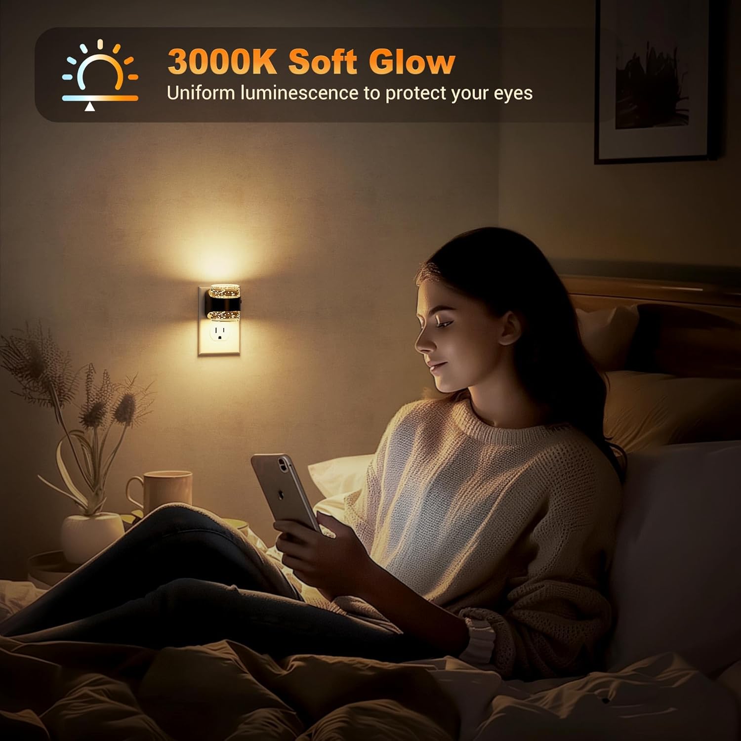 JandCase LED Night Light, Bubble Night Lights Plug into Wall, [2 Pack]Night Light 3000K/4000K/5000K & 3 Brightness Levels, Dimmable Nightlight with Dusk to Dawn Sensor for Bathroom Hallway Bedroom - Image 5