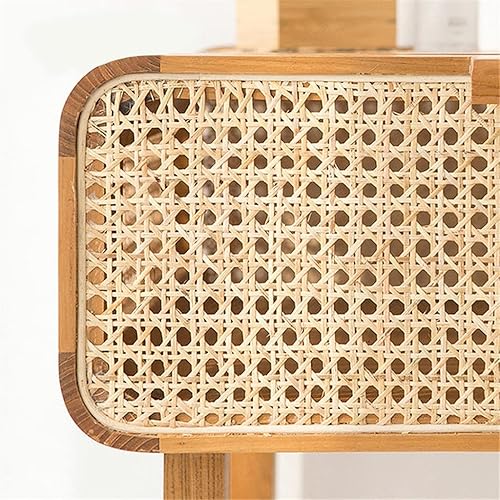 Miniatura 5 de SLNFXC - Mesita de noche de ratán de madera gabinete de almacenamiento mesa de café cajones para muebles de apartamento y dormitorio color nogal