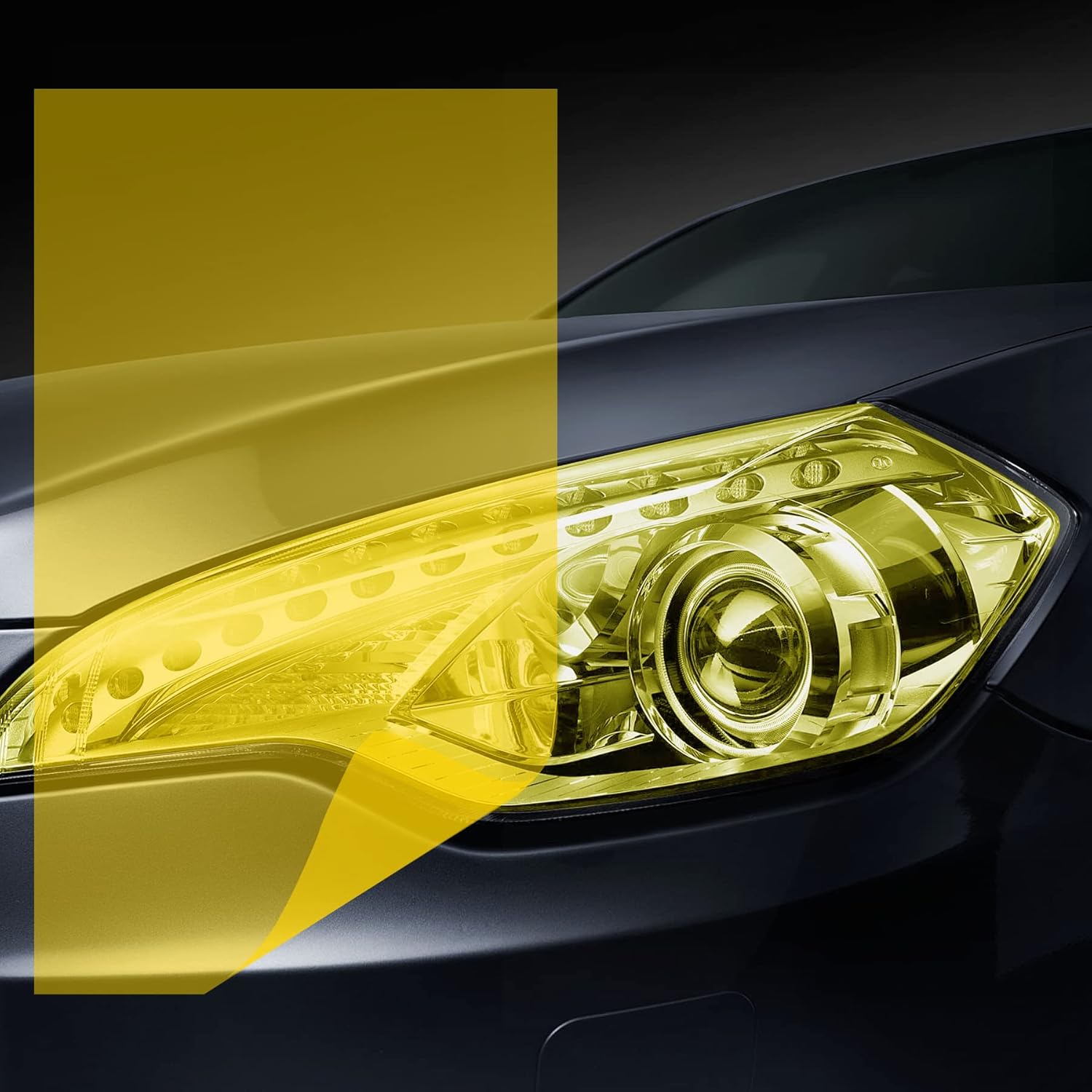 SINGARO Headlight Tail Light Vinyl Tint Wrap, Car Light Edge Decal Including Yellow