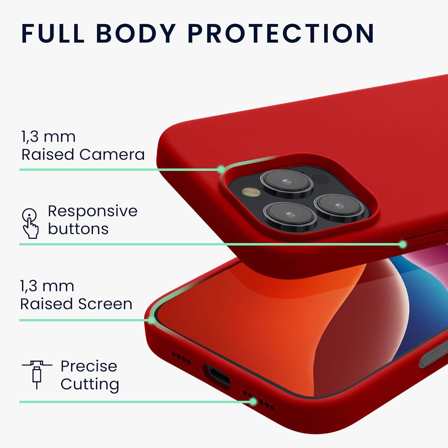 kwmobile Case Compatible with Apple iPhone 16 Pro Max Case - TPU Silicone Phone Cover with Soft Finish - Classic Red - Image 4