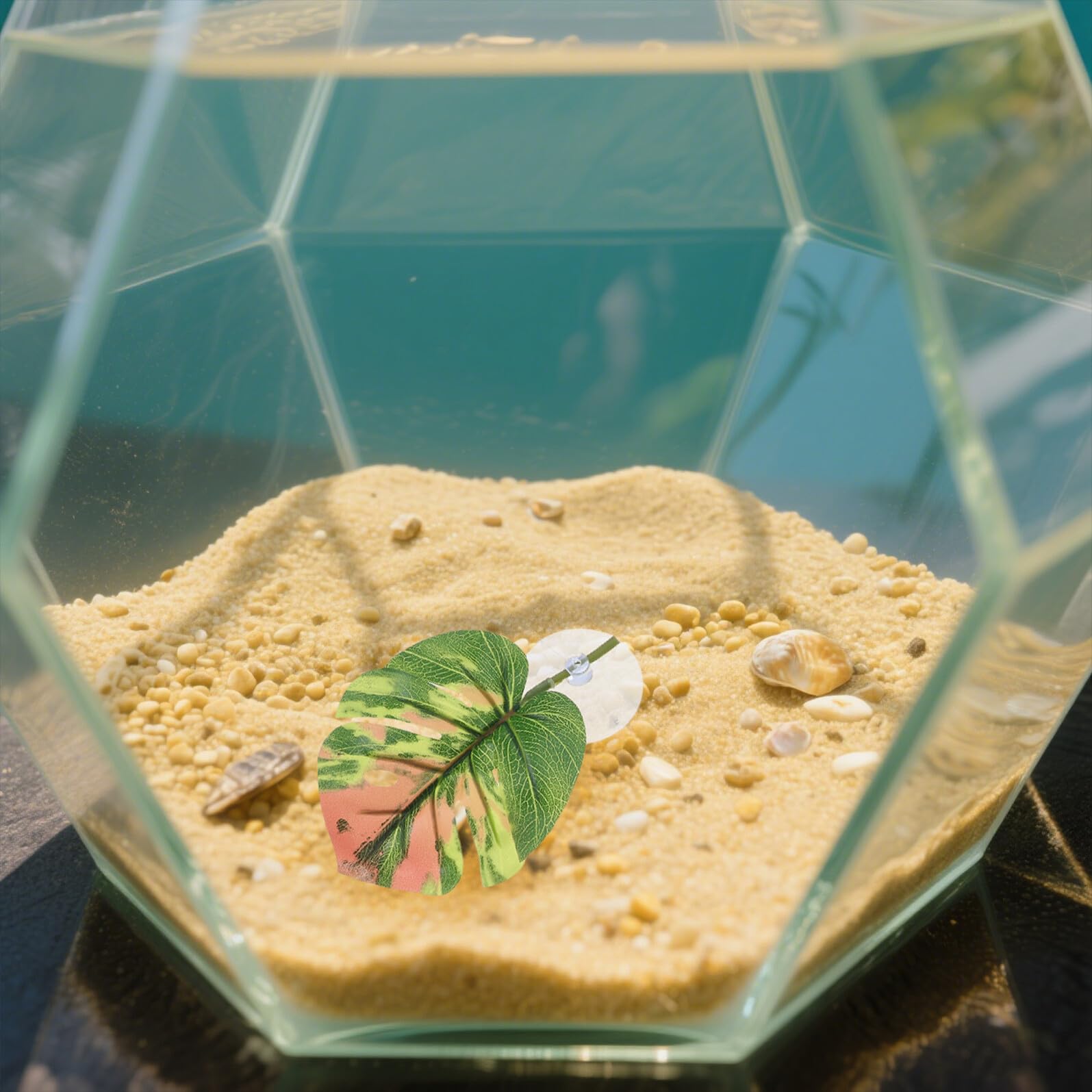 Plataformas de Descanso para Reptiles y Tortugas 6 Piezas de Hojas Artificiales con Ventosas, Decoración Realista para Terrarios, Accesorios para Acuarios de Tortugas, — view 7