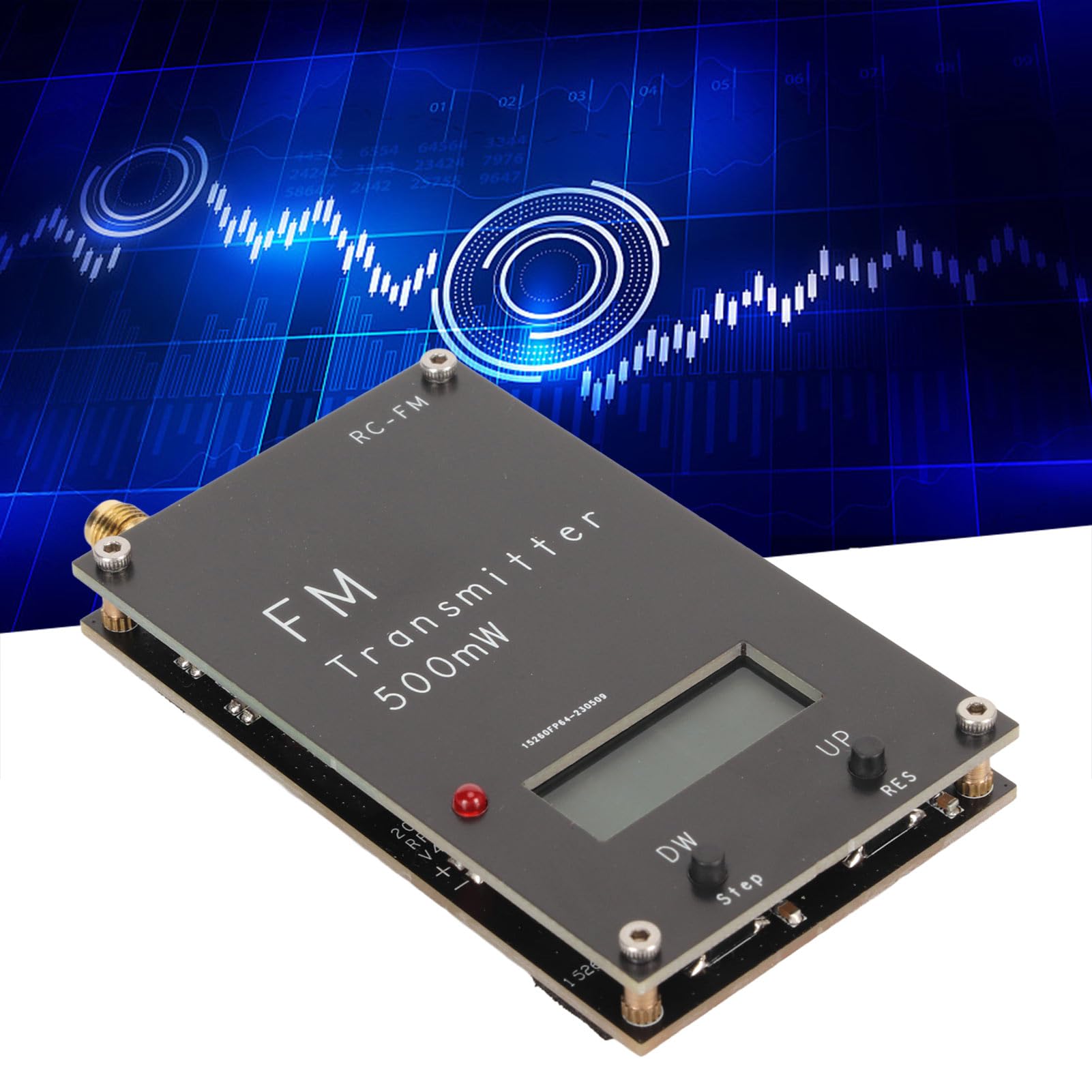 Transmisor FM digital, transmisor estéreo FM 2000M 500 mW con pantalla LCD, audio estéreo, conector de 3,5 mm, puerto USB C, para estación de radio FM pequeña
